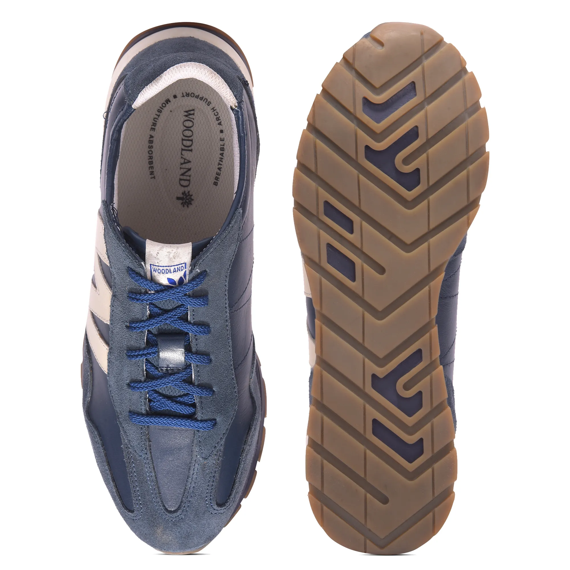 Woodland Men’s Navy Leather Casual Lace Up Shoes - Thumbnail 9