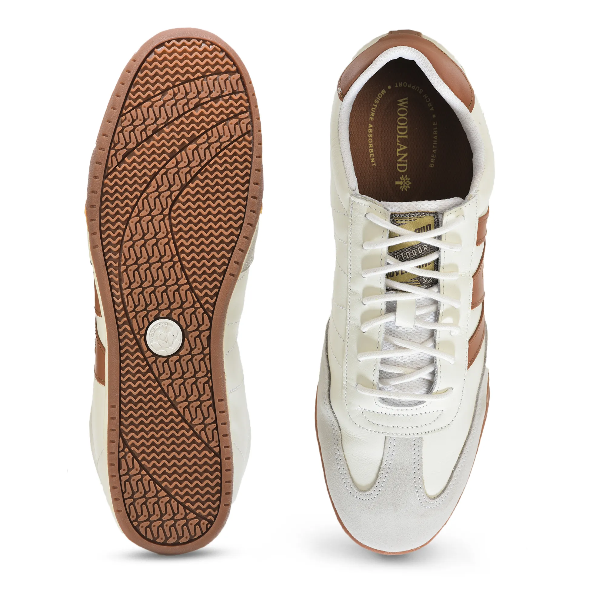 Woodland Men White Softy Nappa Leather Casual Lace-Up Shoes - Thumbnail 11