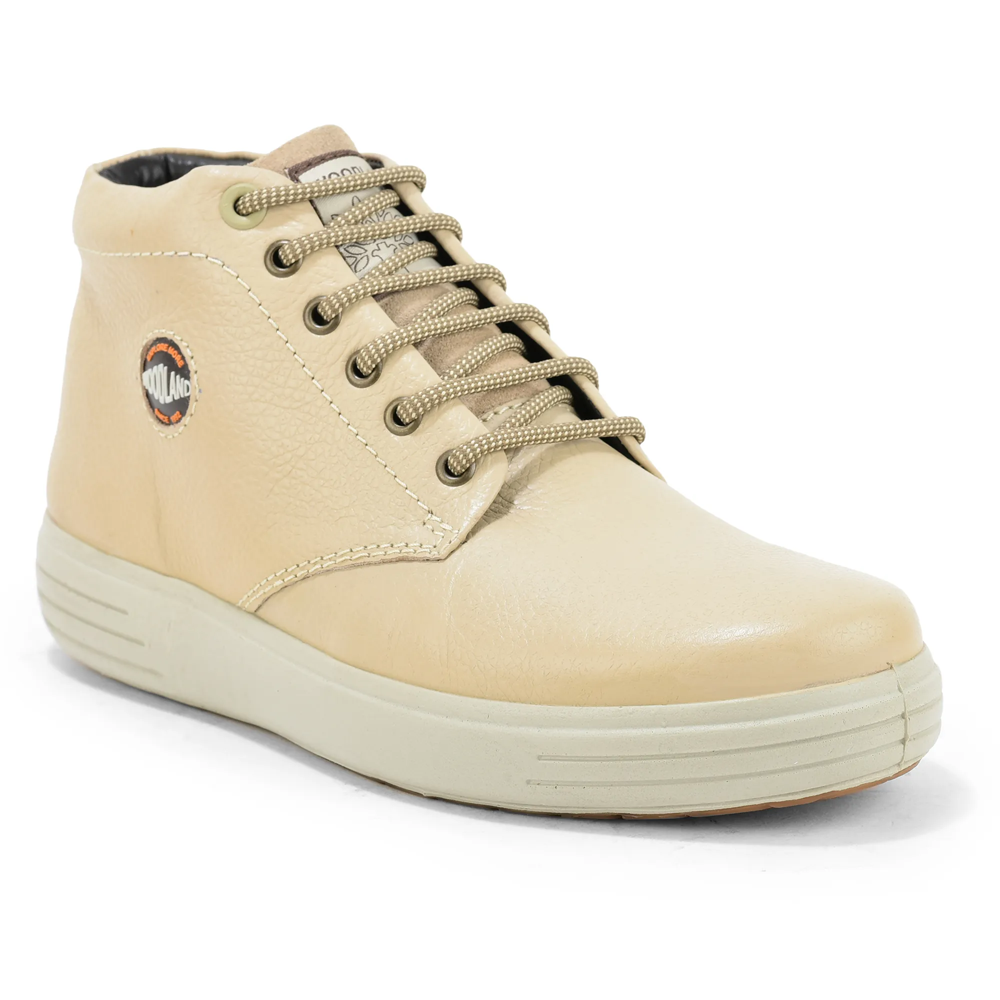 Woodland Beige Men’s Leather Boots - Thumbnail 3