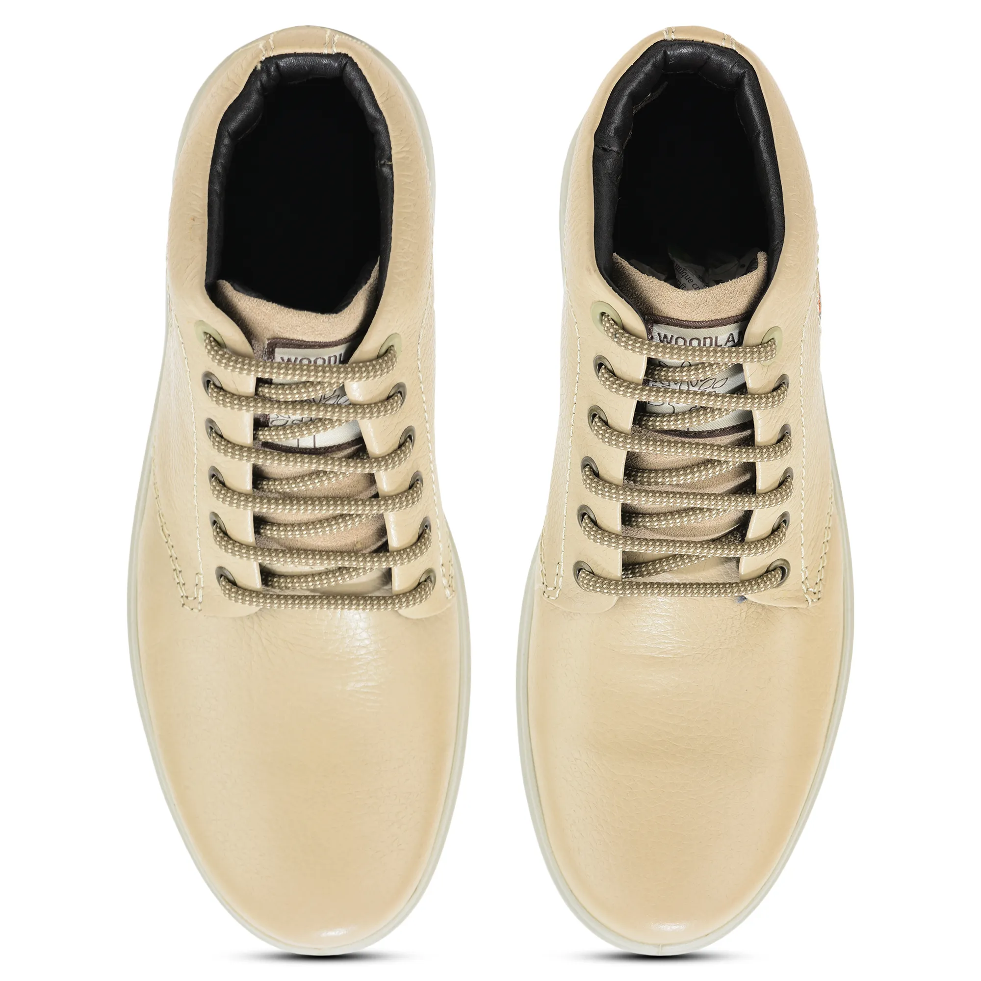 Woodland Beige Men’s Leather Boots - Thumbnail 4