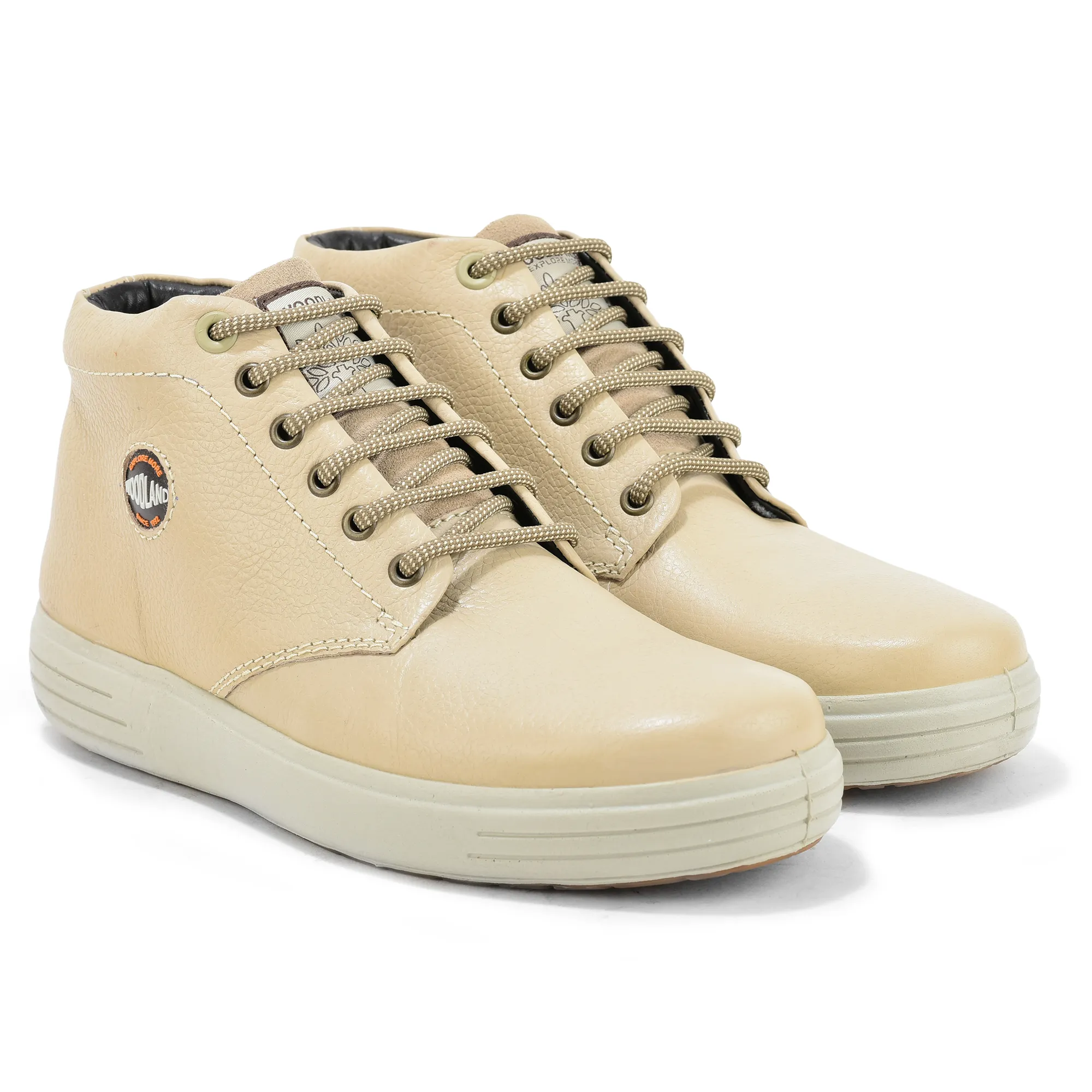 Woodland Beige Men’s Leather Boots - Thumbnail 7