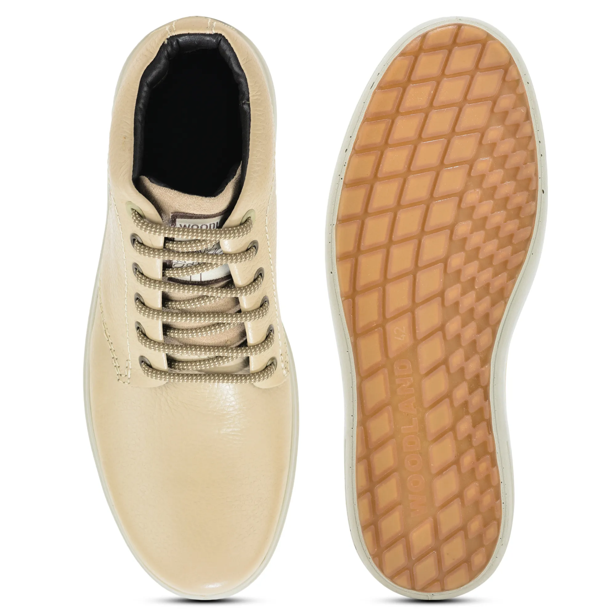 Woodland Beige Men’s Leather Boots - Thumbnail 8