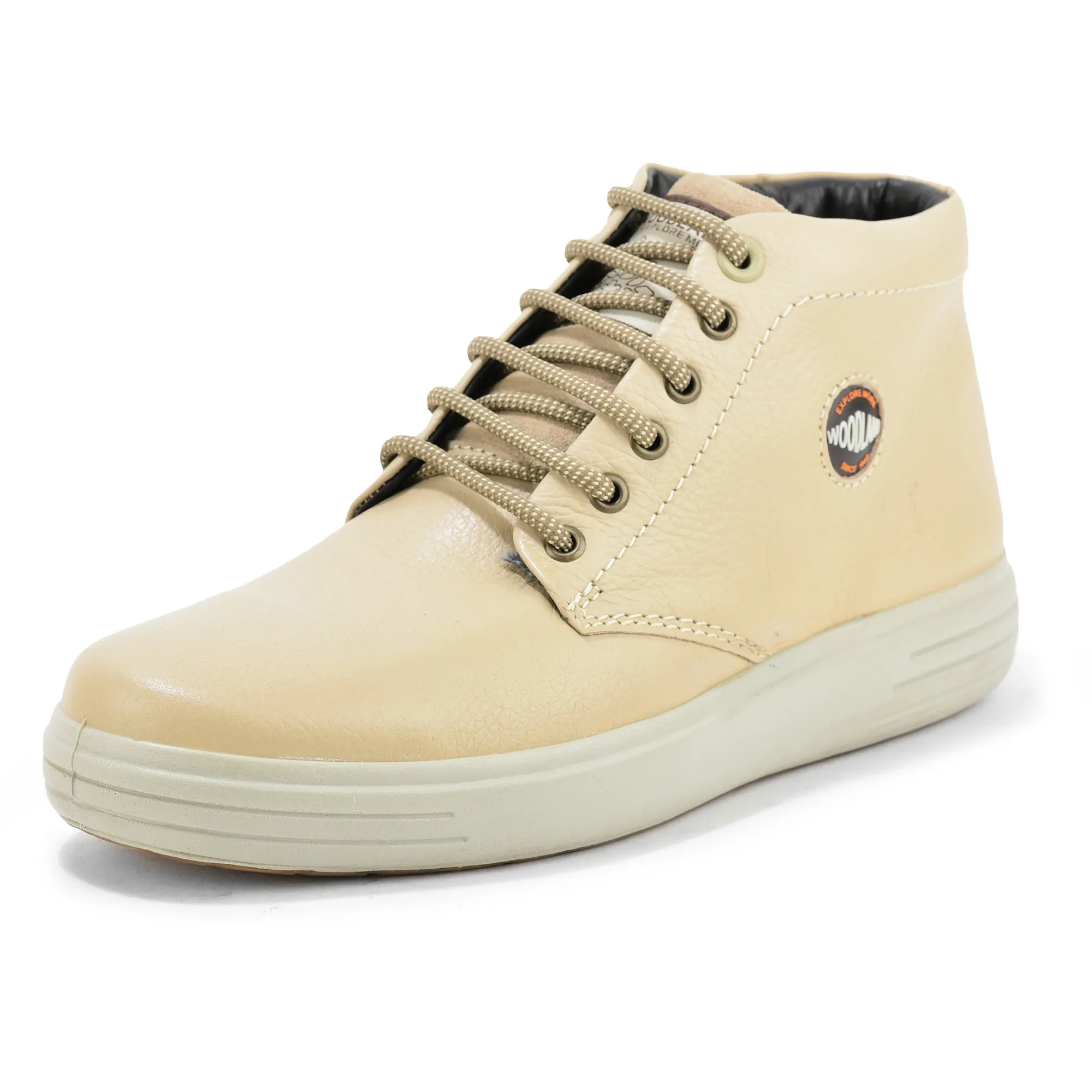 Woodland Beige Men’s Leather Boots - Thumbnail 11
