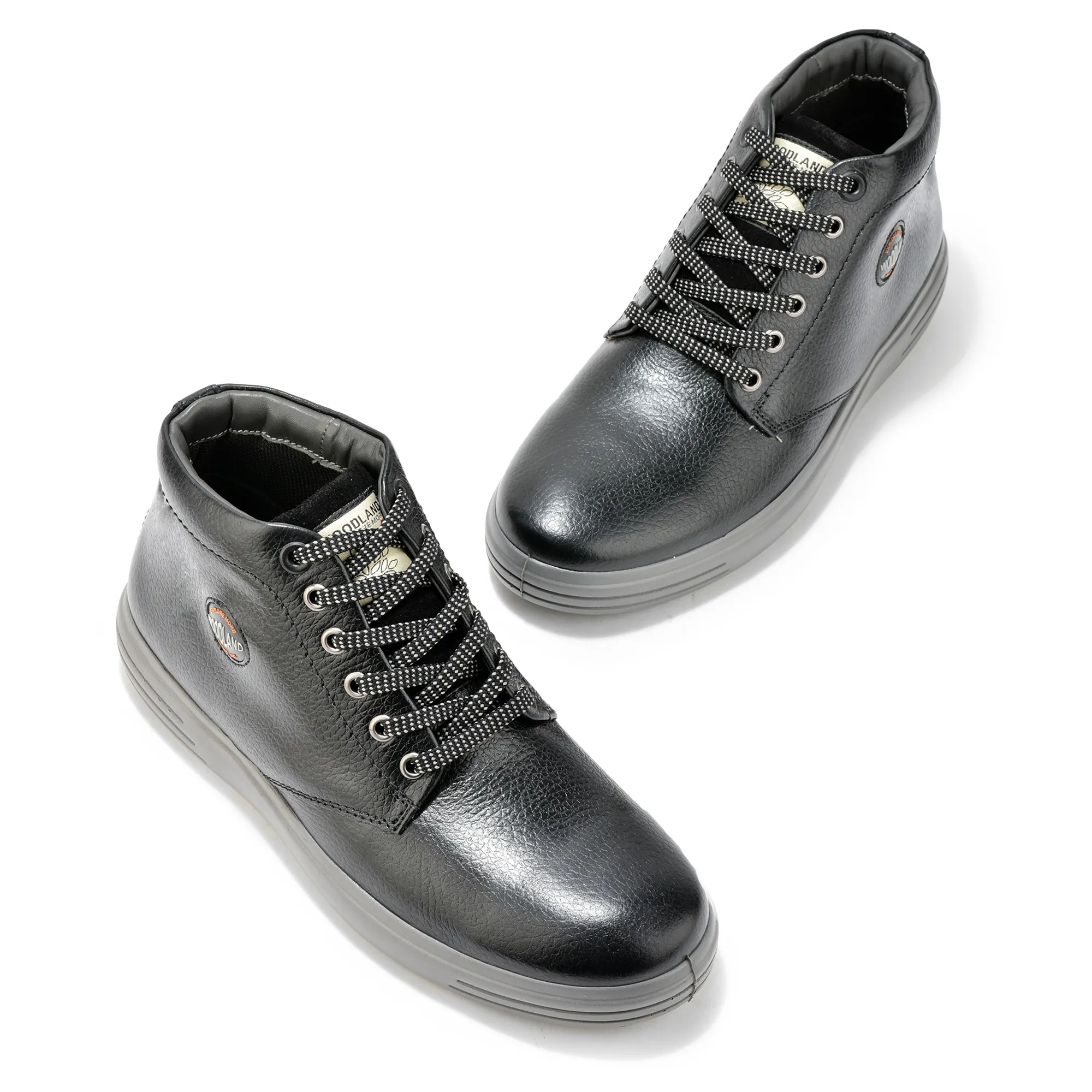 Woodland Black Men’s Leather Boots - Thumbnail 2