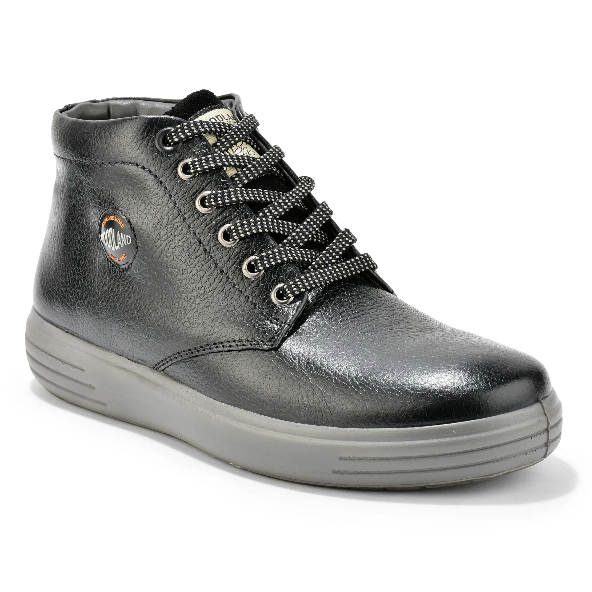 Woodland Black Men’s Leather Boots - Thumbnail 3