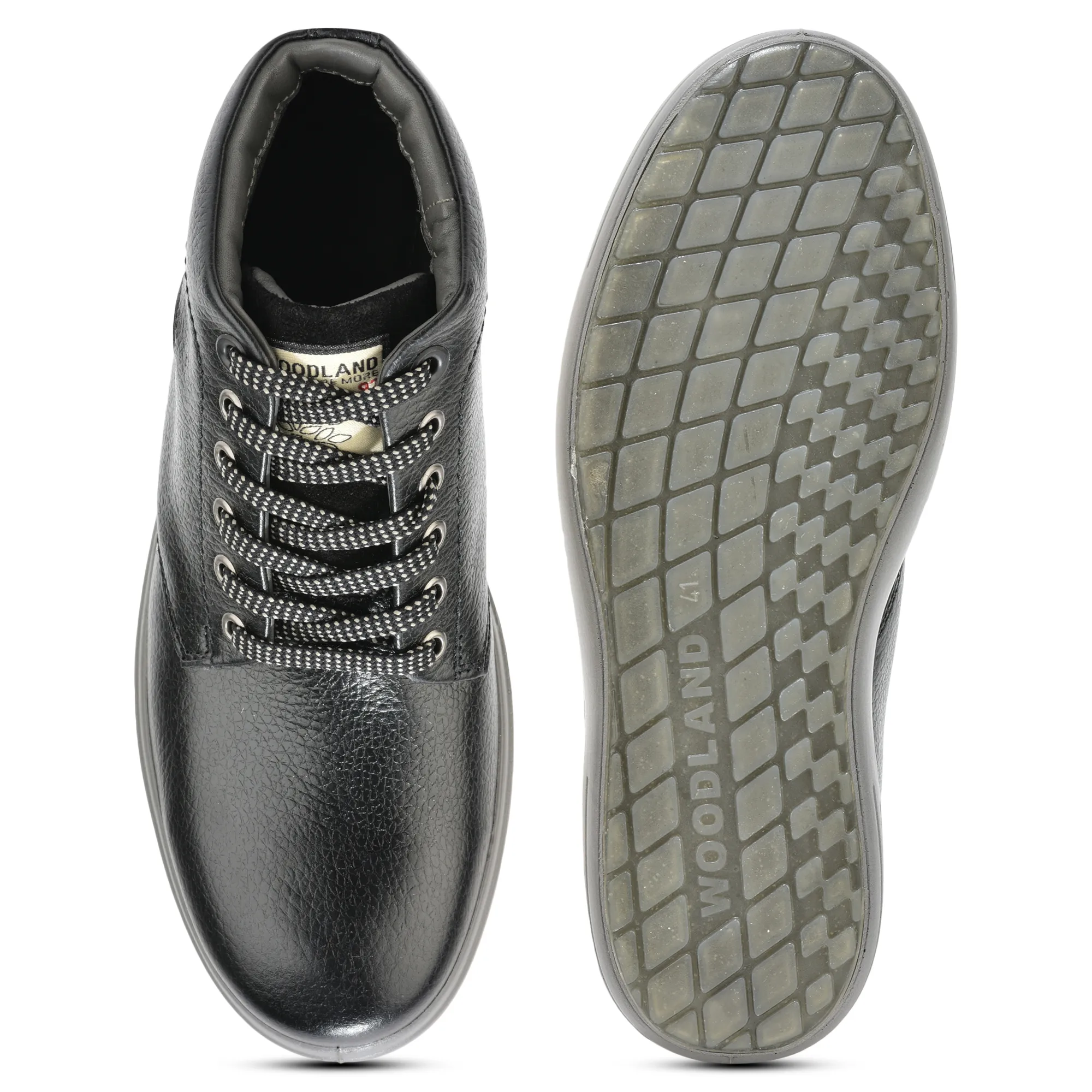 Woodland Black Men’s Leather Boots - Thumbnail 8