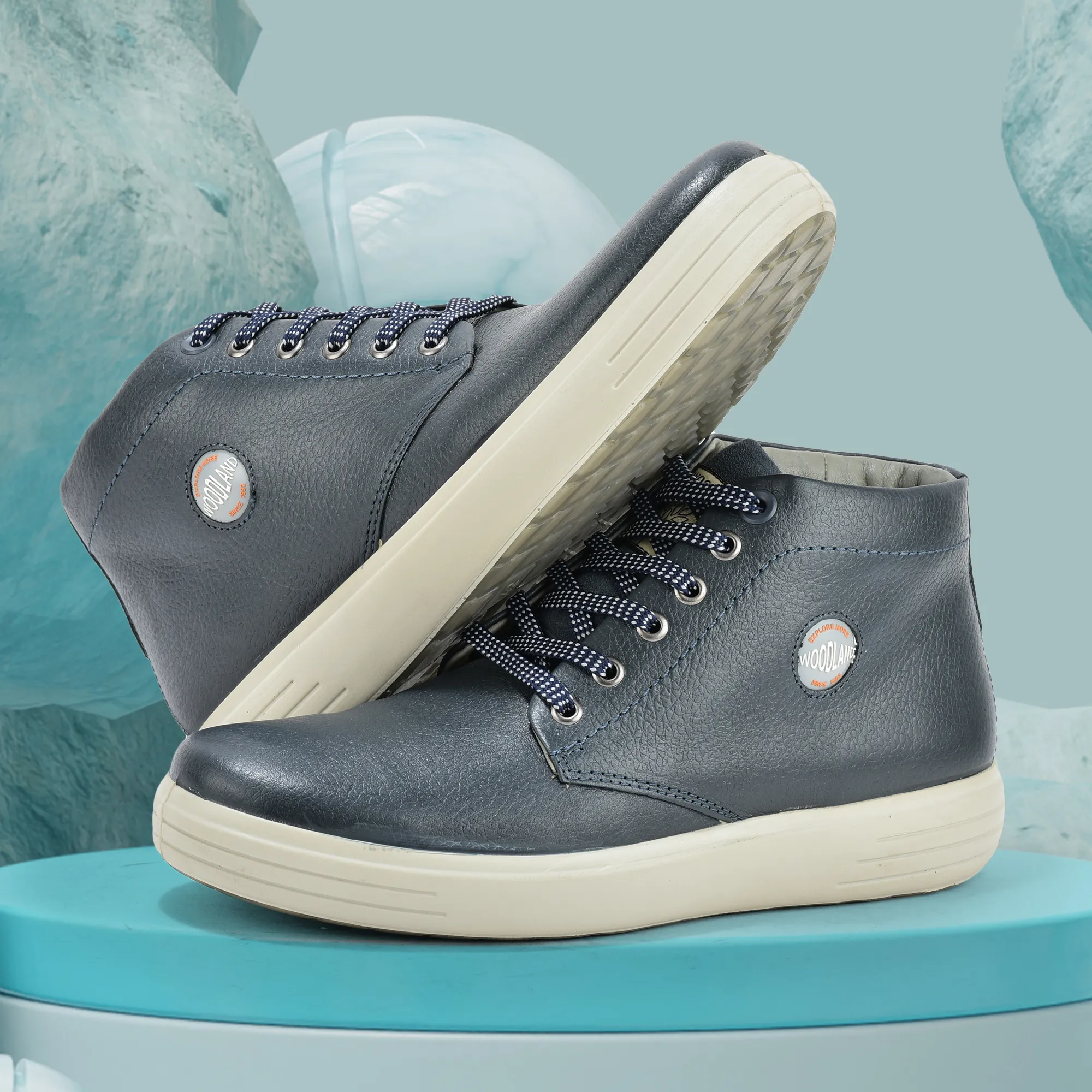 Woodland Navy Men’s Leather Boots - Thumbnail 9