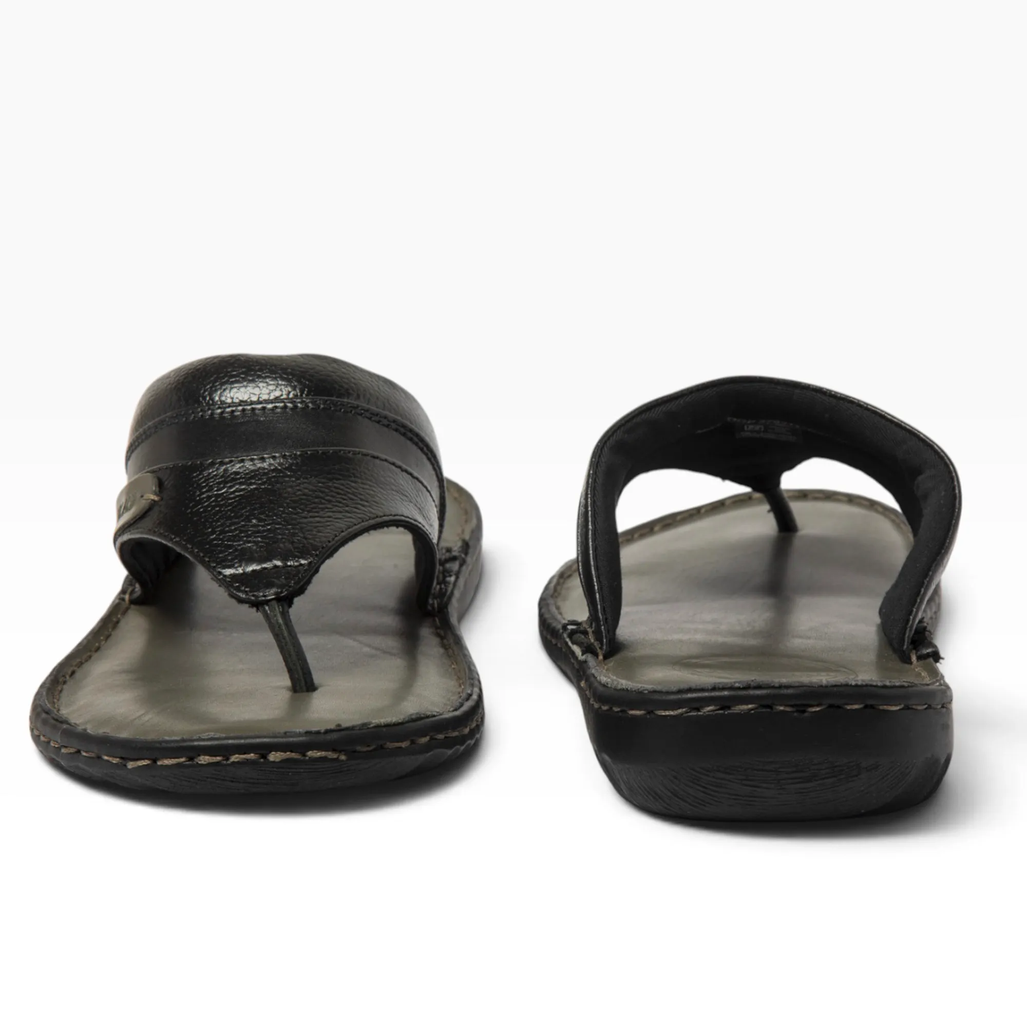 Woodland BLACK leather flipflops - Thumbnail 6