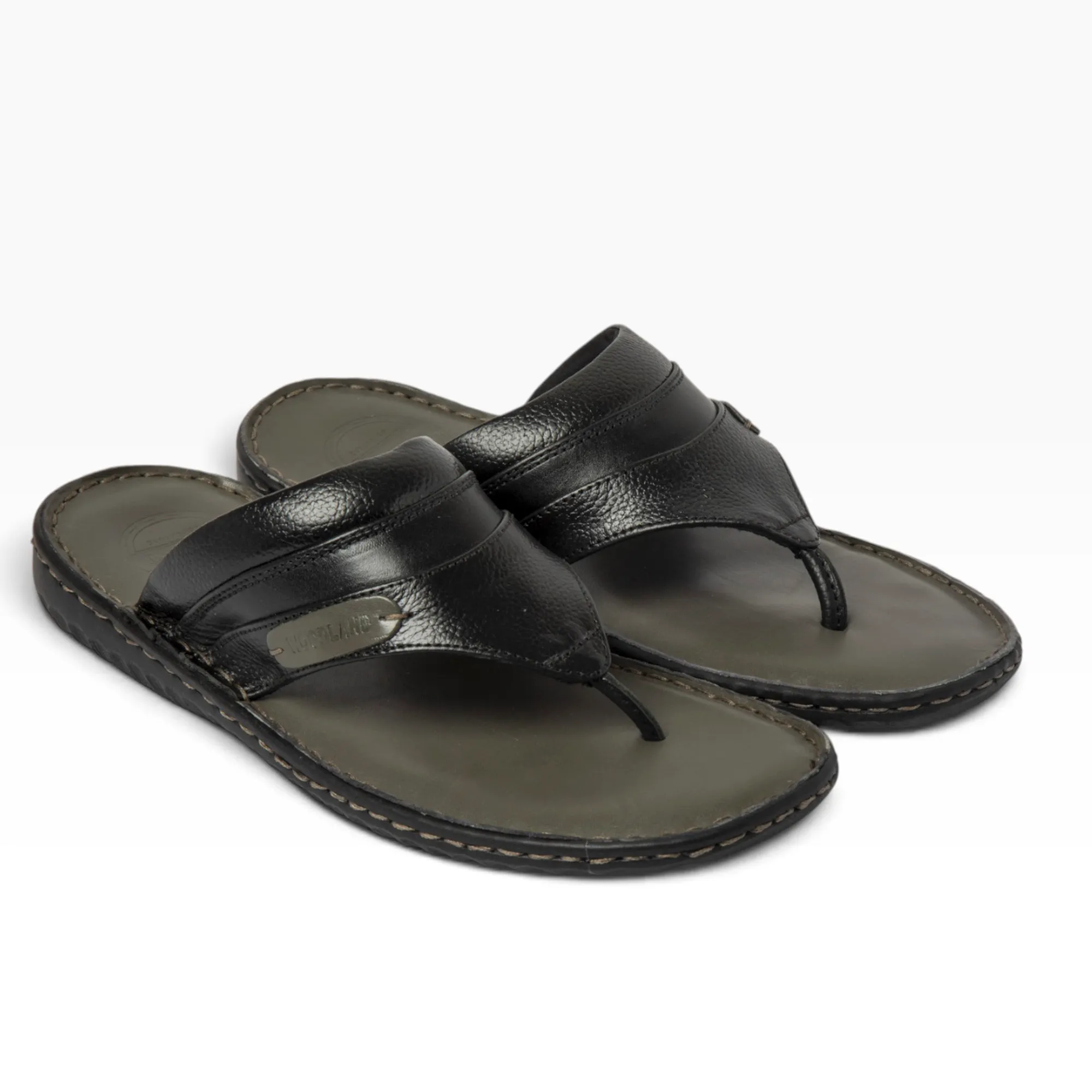 Woodland BLACK leather flipflops - Thumbnail 13
