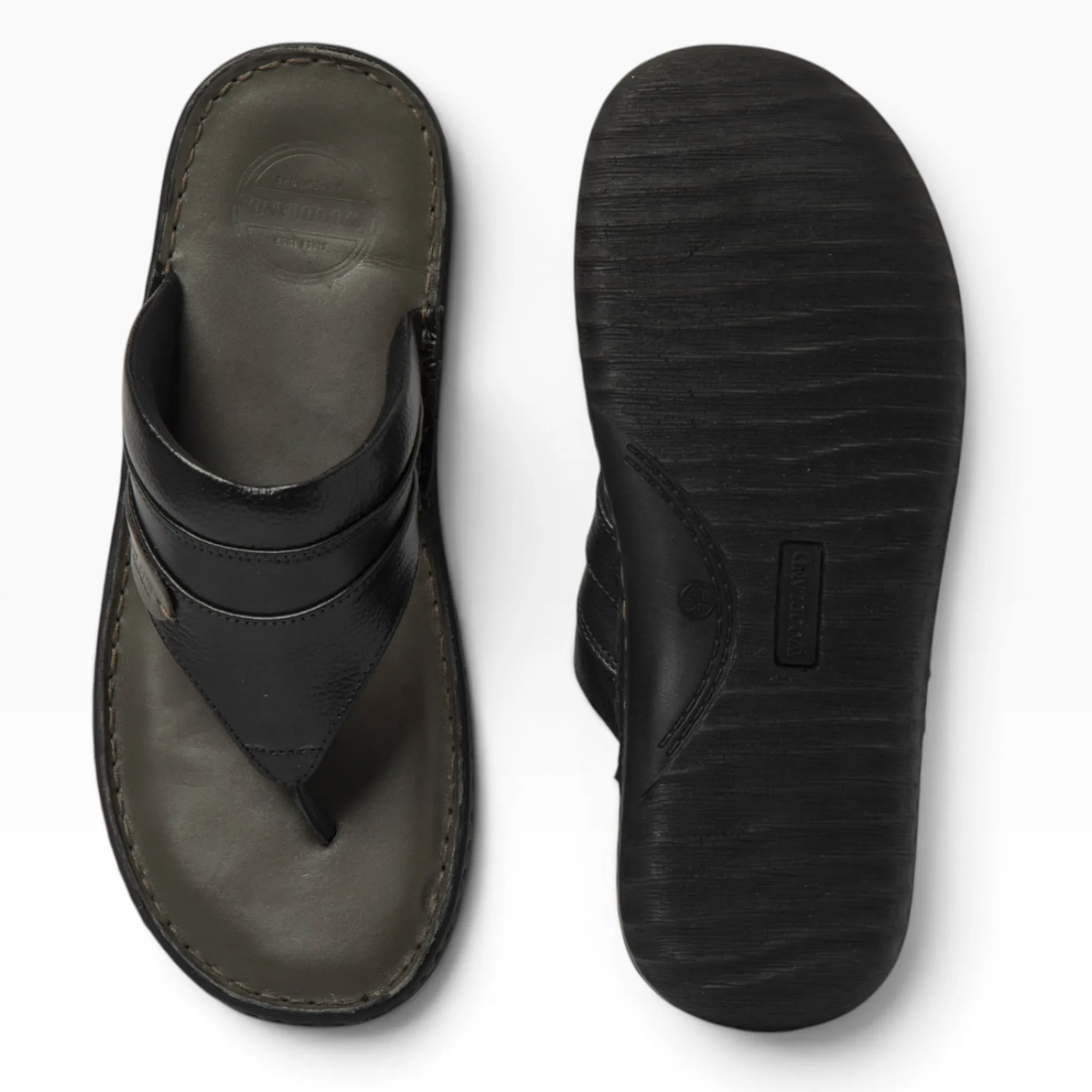 Woodland BLACK leather flipflops - Thumbnail 14