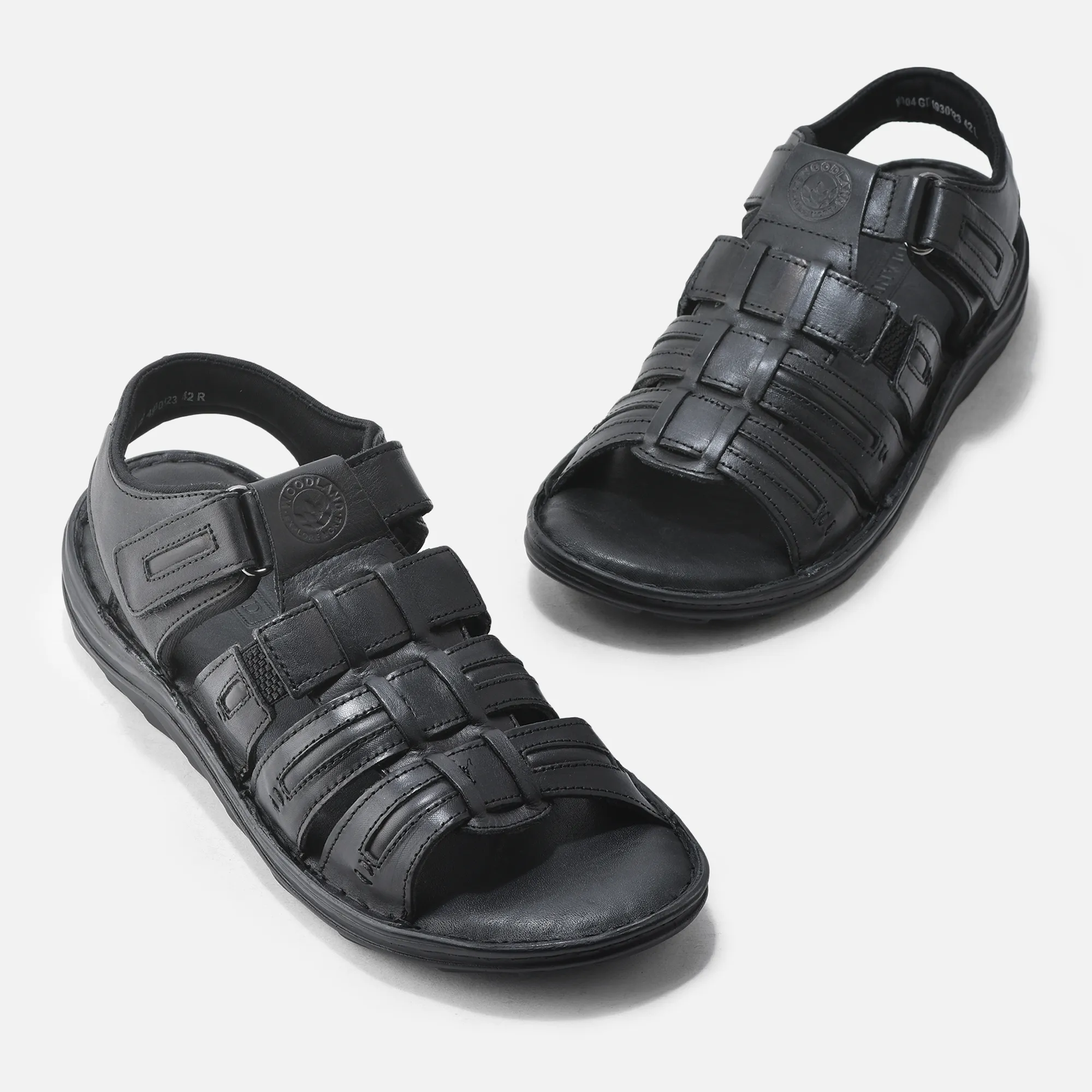 Woodland Men’s Black Sandals with Soft Leather - Thumbnail 2