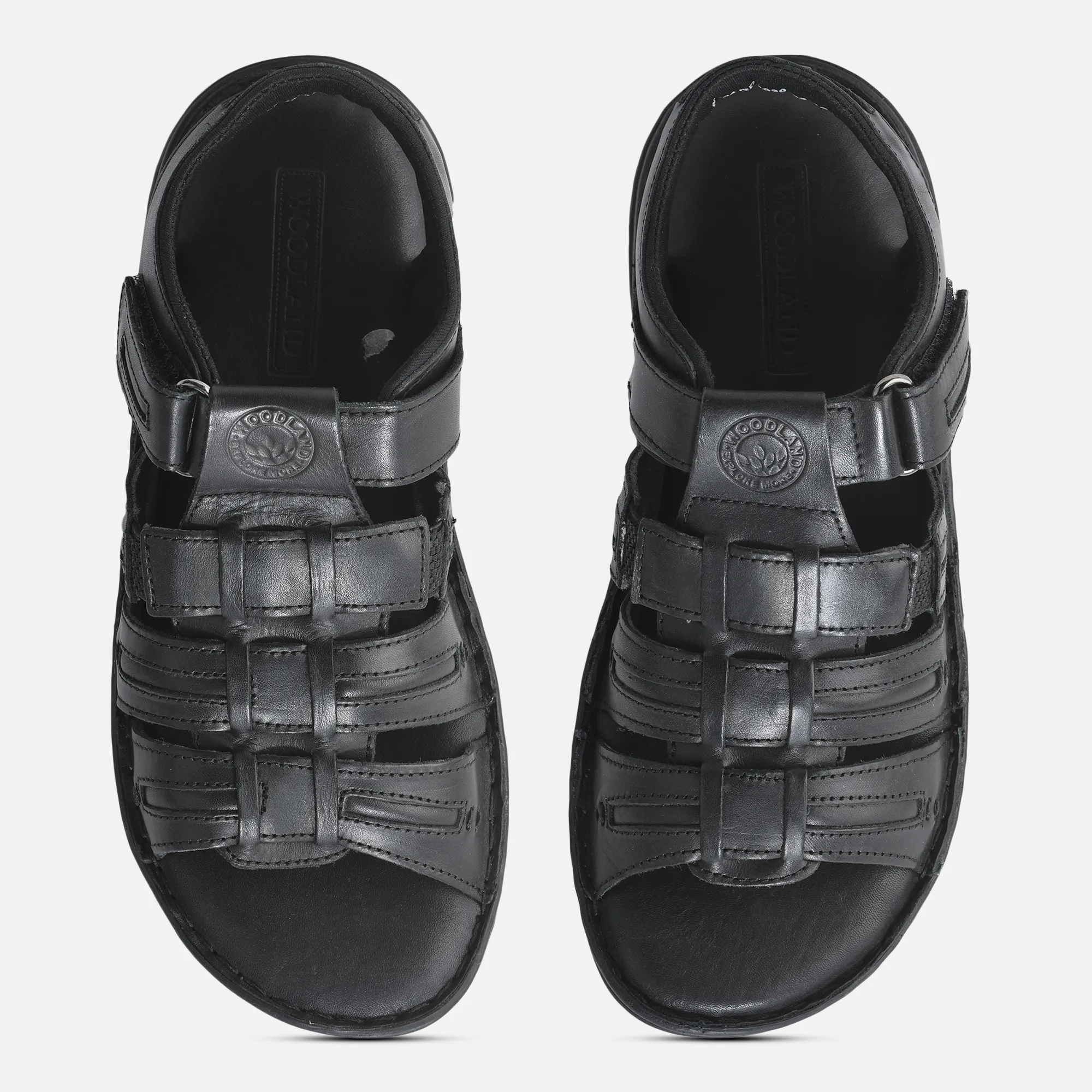 Woodland Men’s Black Sandals with Soft Leather - Thumbnail 4