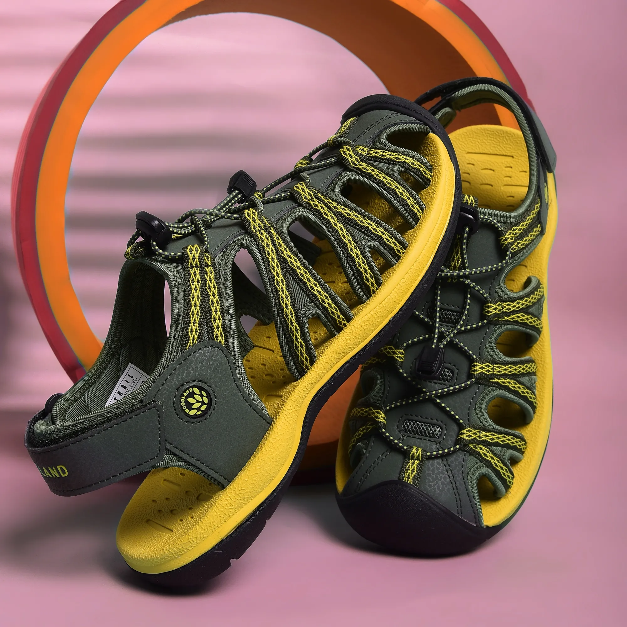 Woodland Olive/Yellow Men Sports Sandals - Thumbnail 9