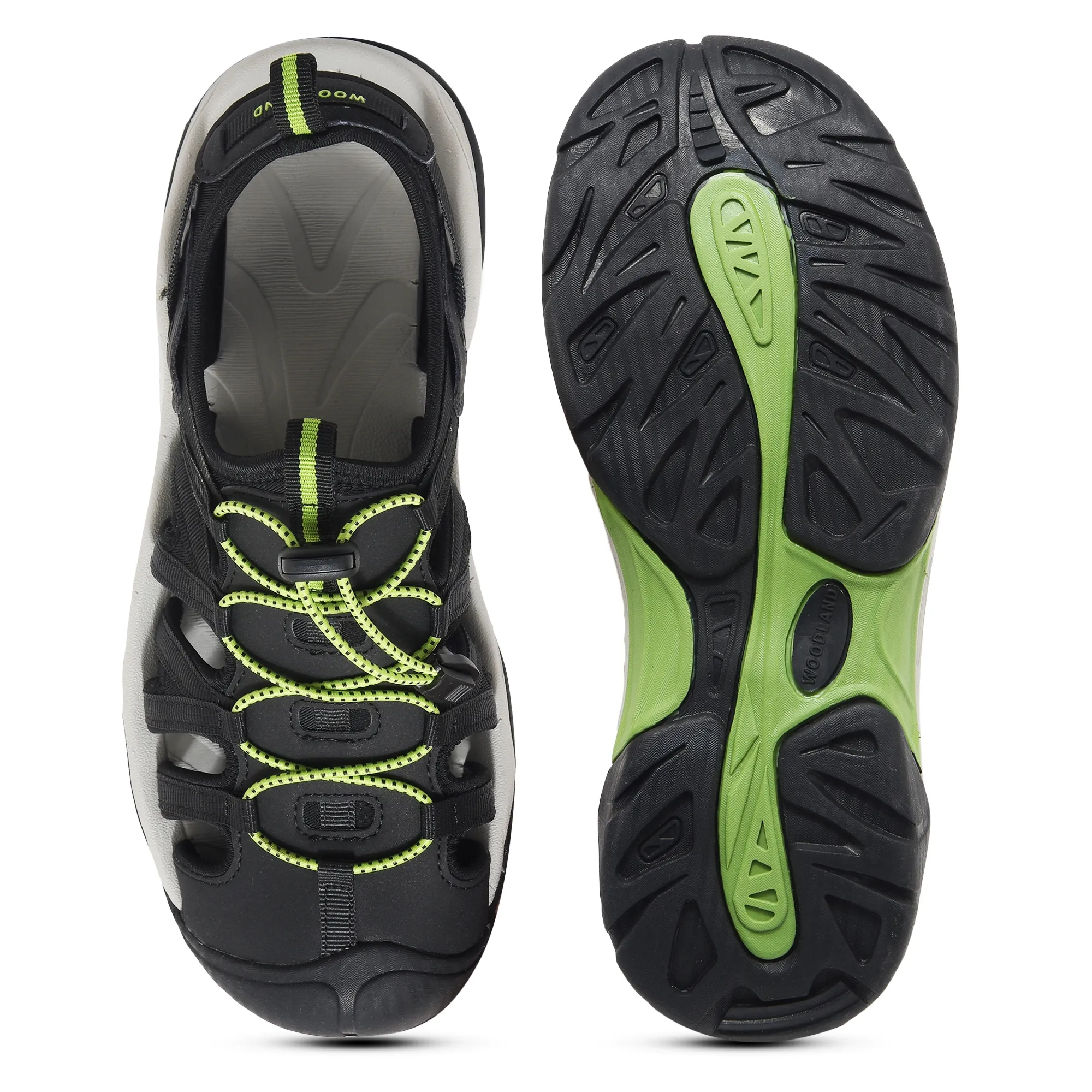 Woodland Black/Green Sports Sandal For Men - Thumbnail 8