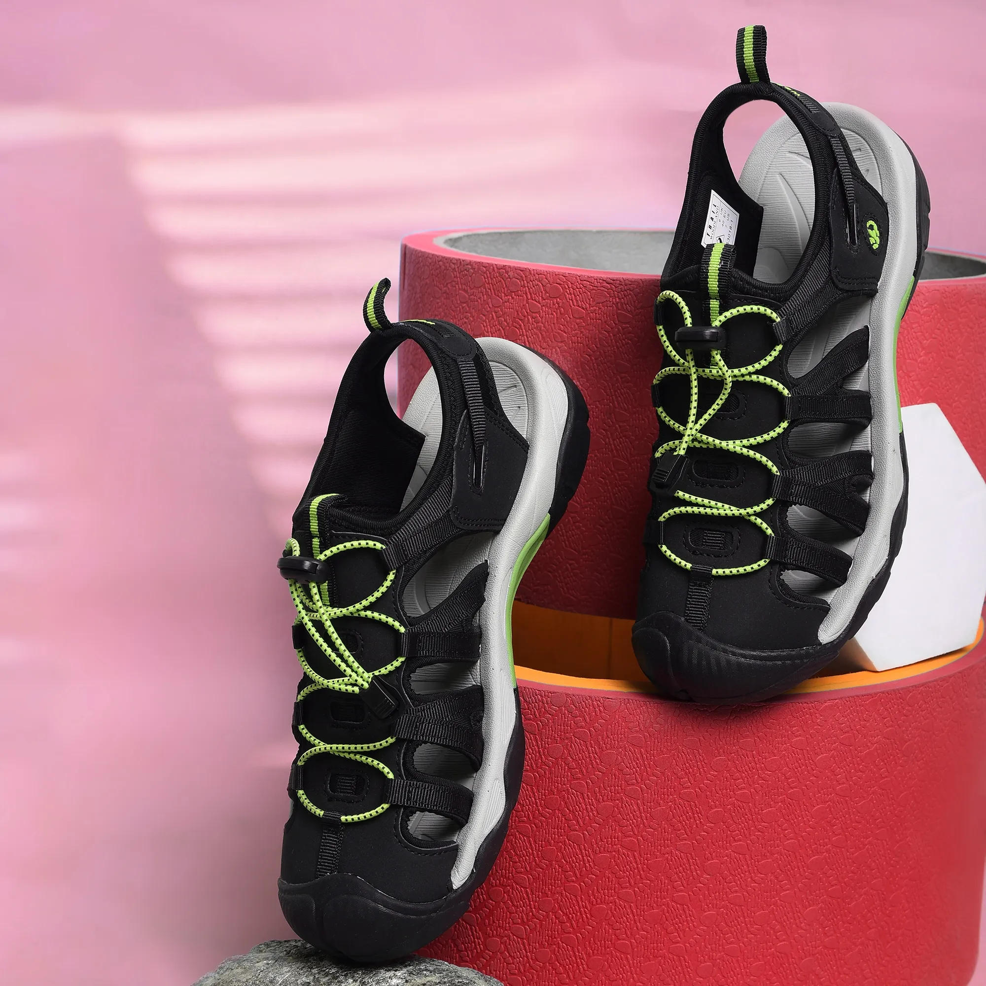 Woodland Black/Green Sports Sandal For Men - Thumbnail 9