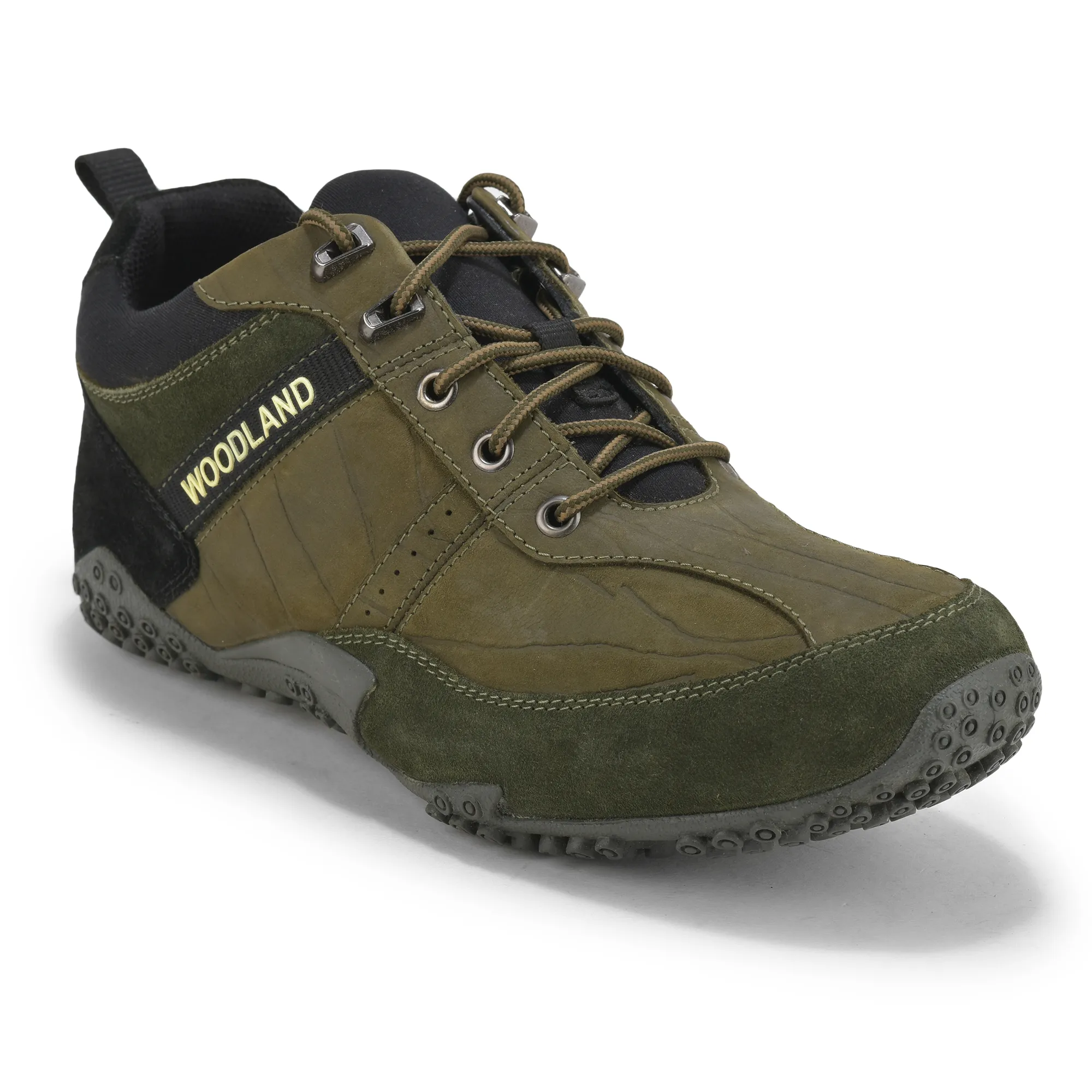 Casual Olive Green lace-up shoes for men - Thumbnail 3