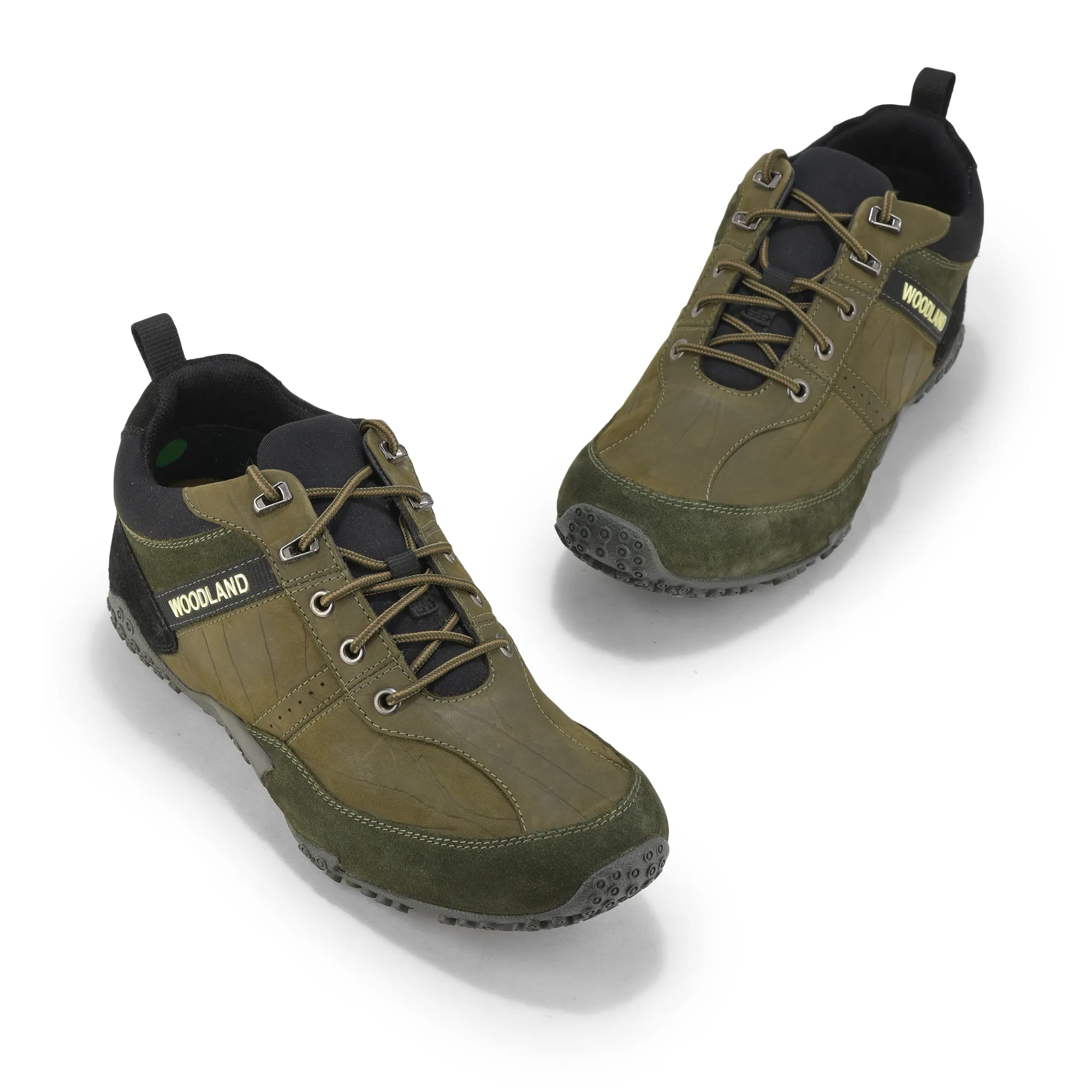 Casual Olive Green lace-up shoes for men - Thumbnail 4
