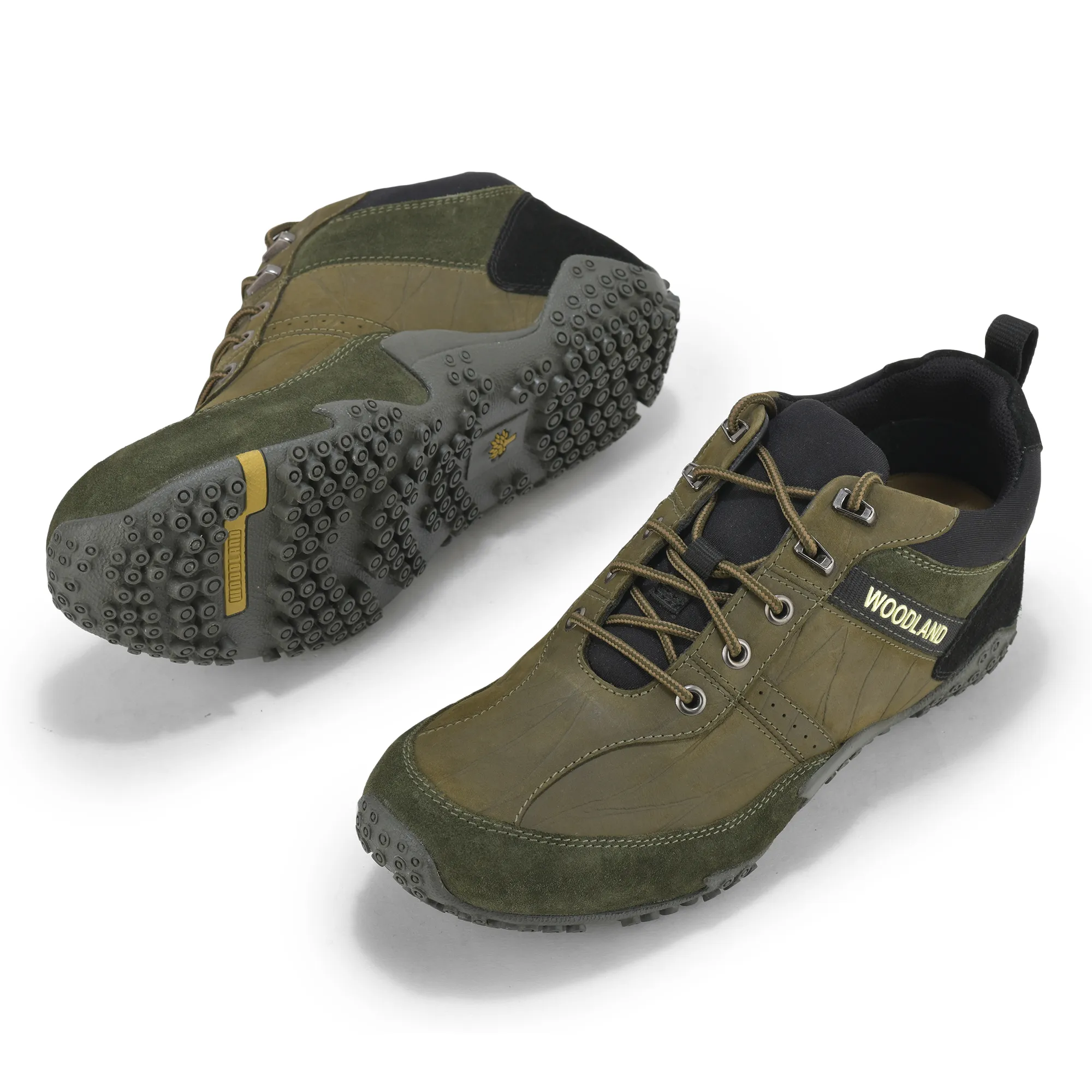 Casual Olive Green lace-up shoes for men - Thumbnail 6