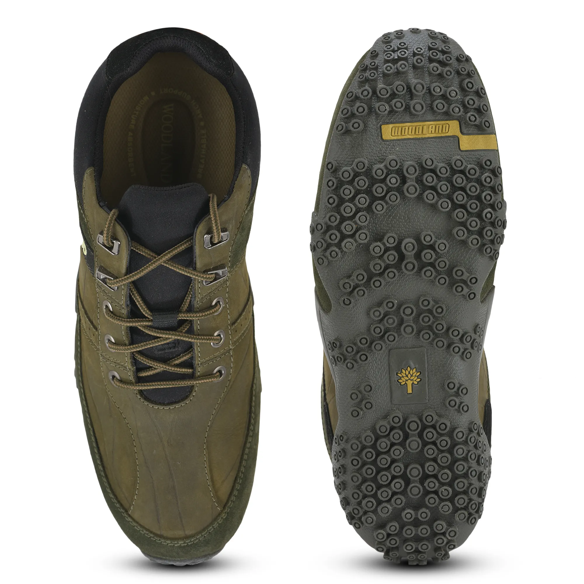 Casual Olive Green lace-up shoes for men - Thumbnail 9