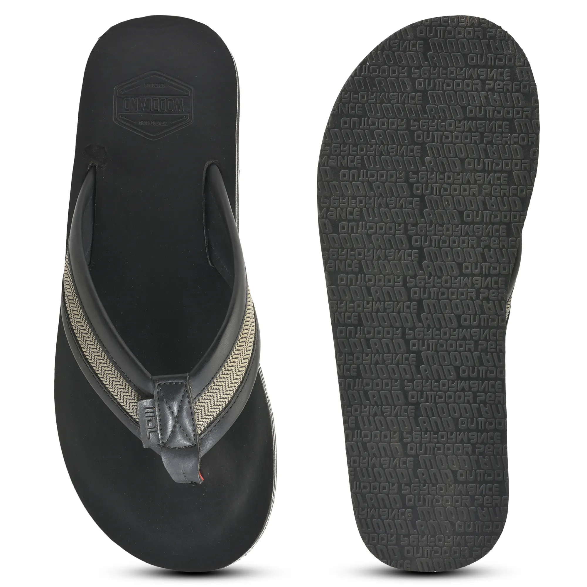 Woodland Premium Black Men's PU Slippers - Thumbnail 9