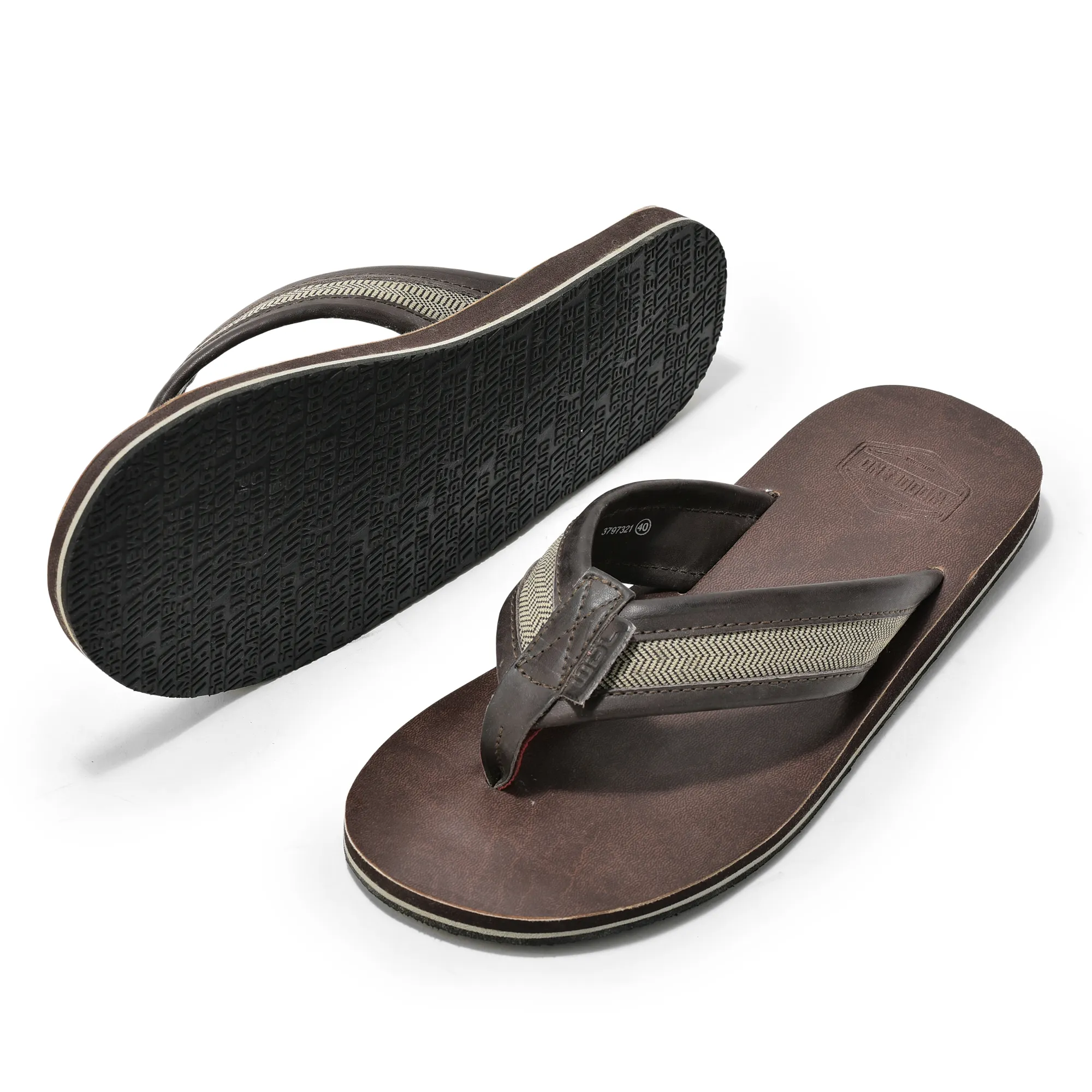 Woodland Premium Brown Men’s PU Slippers - Thumbnail 5