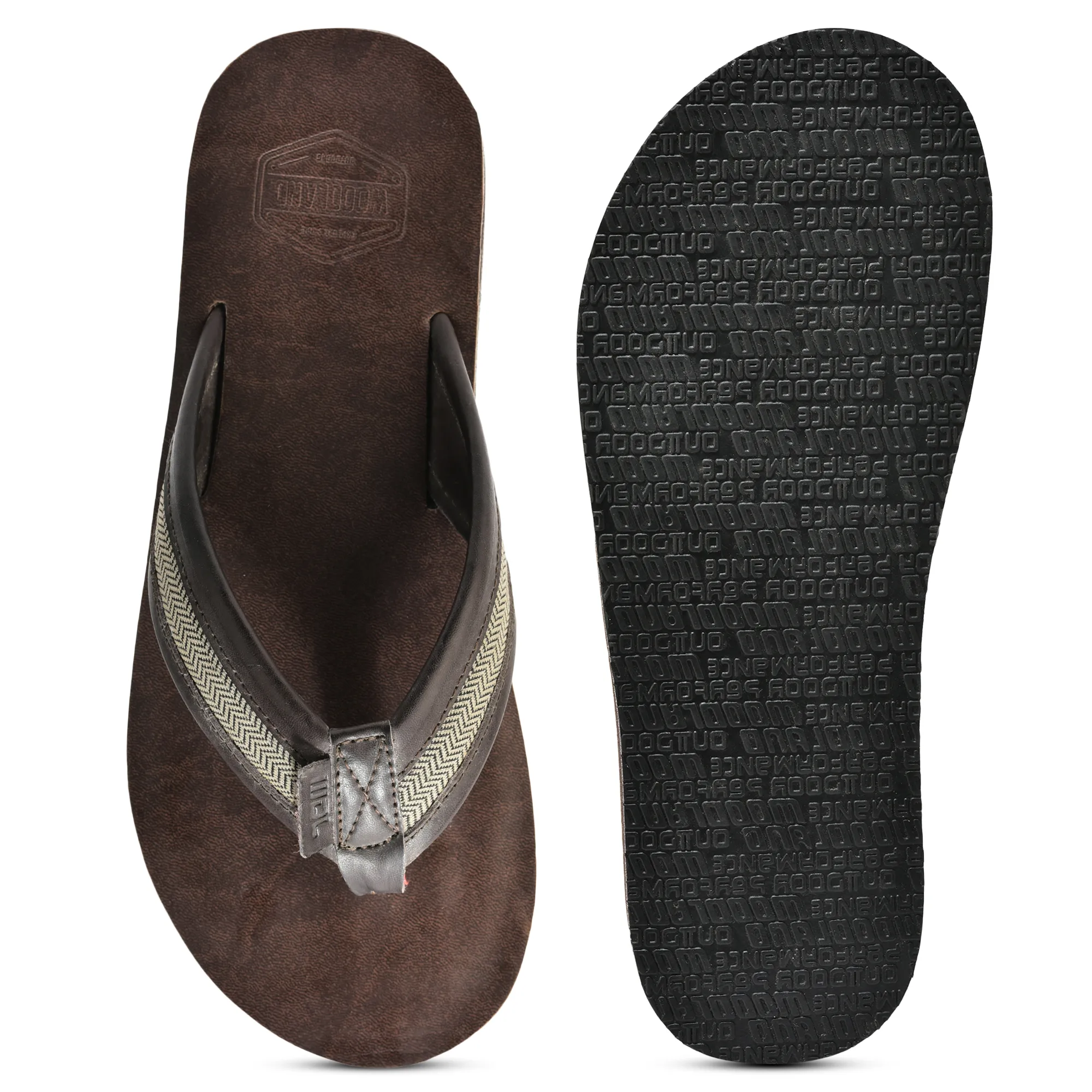 Woodland Premium Brown Men’s PU Slippers - Thumbnail 8