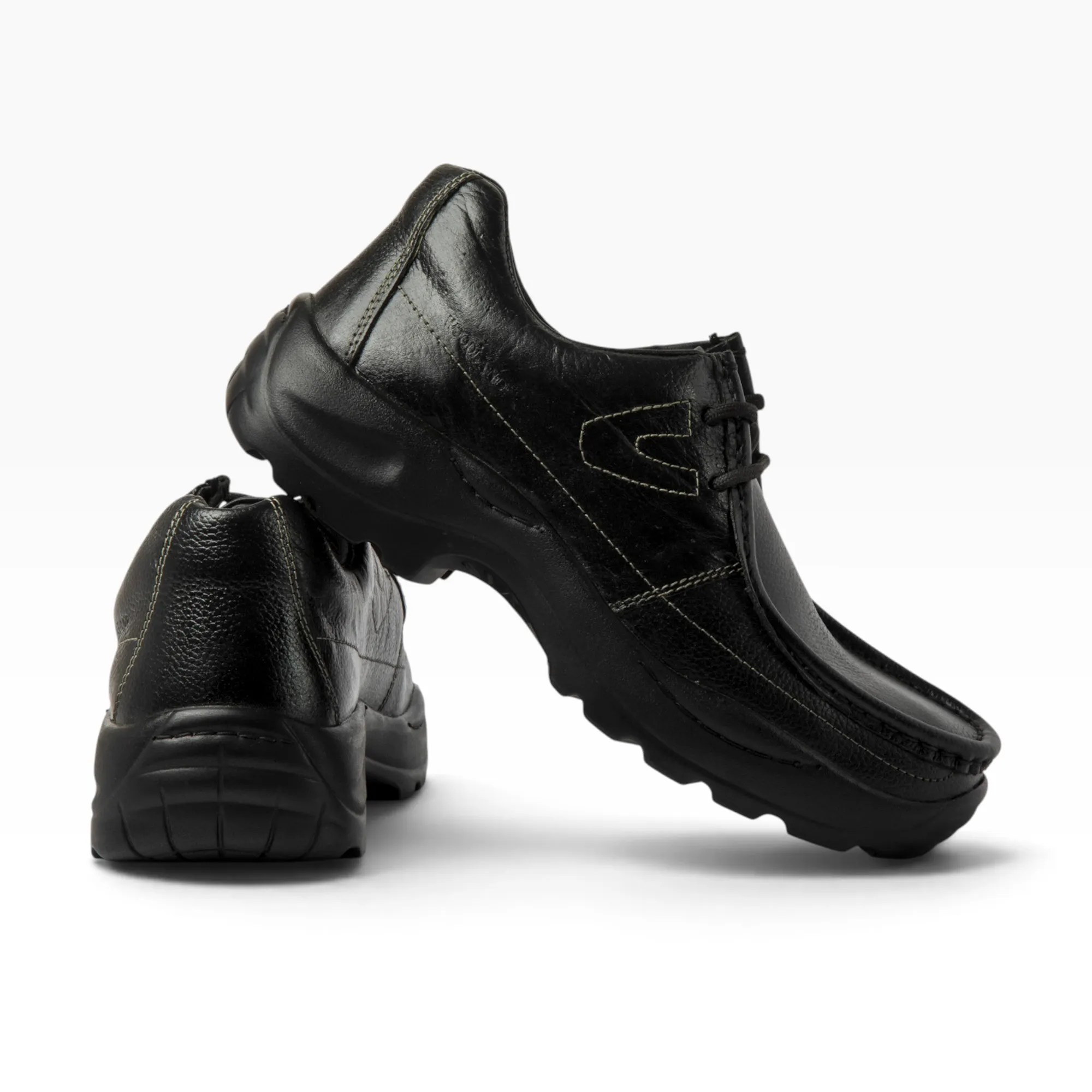BLACK casual leather shoes - Thumbnail 3