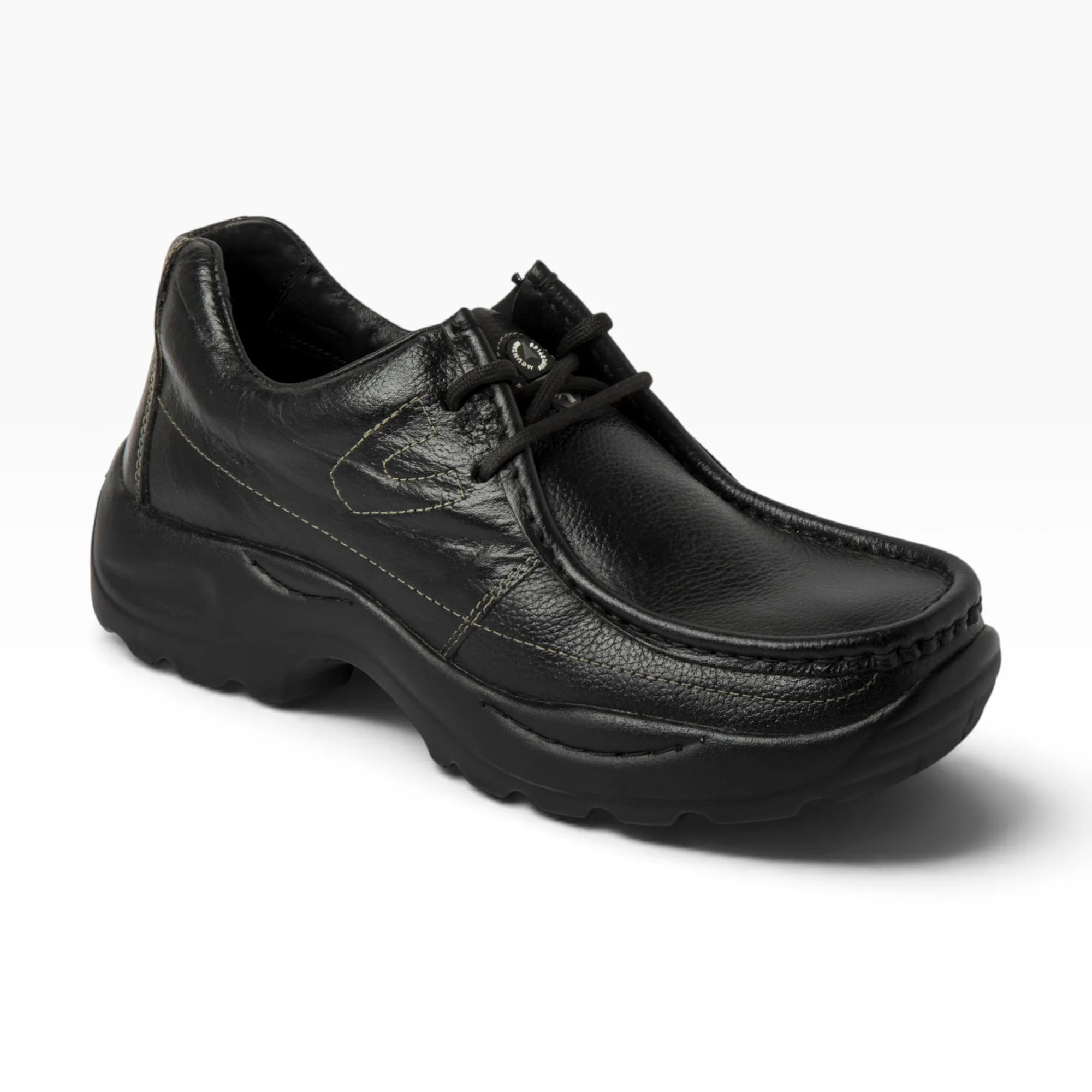 BLACK casual leather shoes - Thumbnail 4