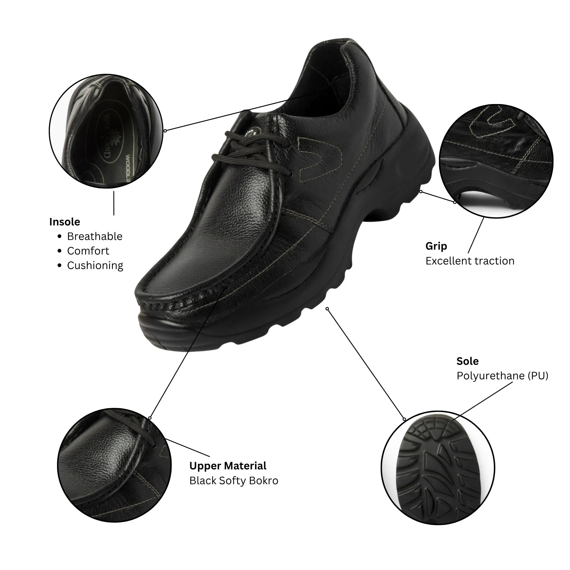 BLACK casual leather shoes - Thumbnail 9