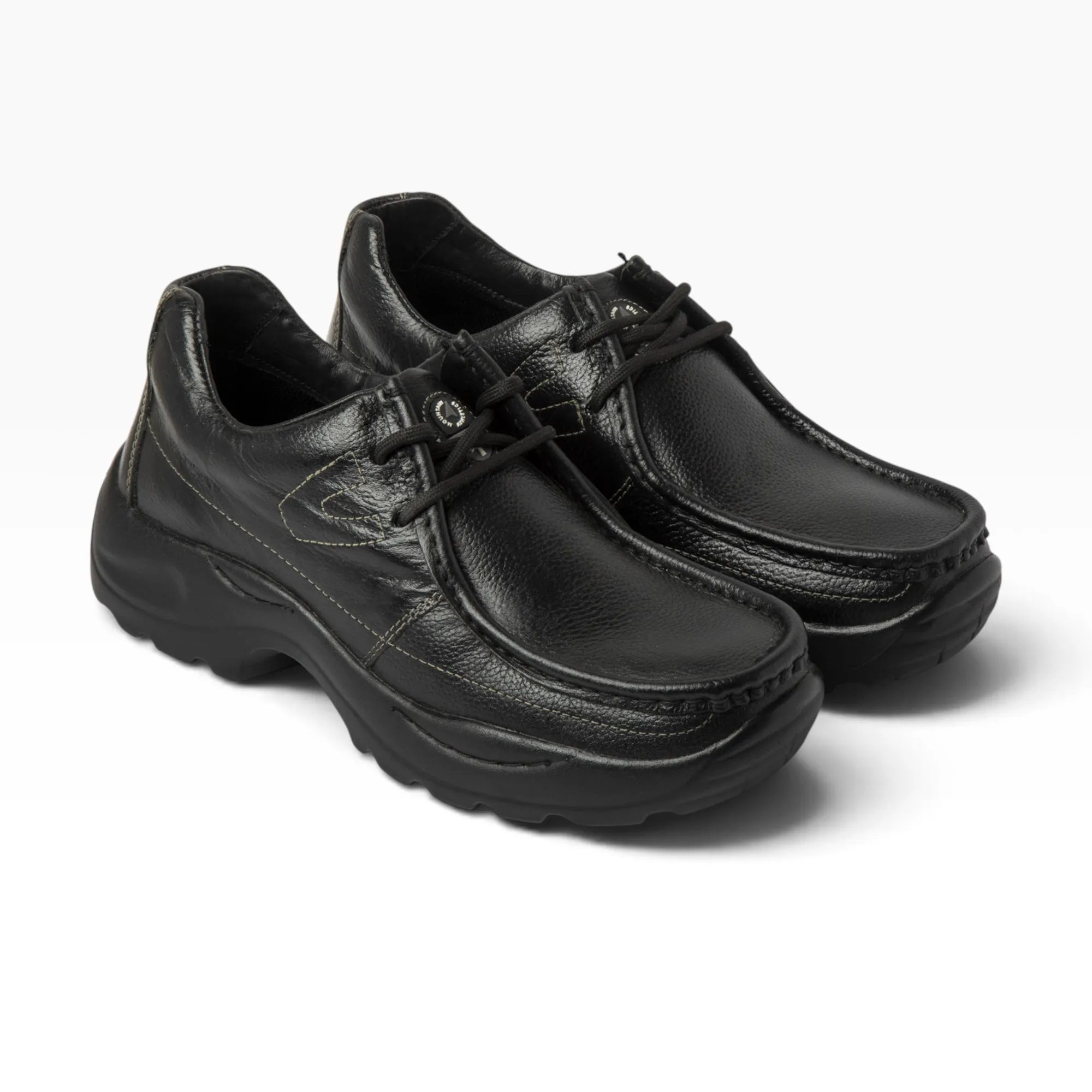 BLACK casual leather shoes - Thumbnail 13