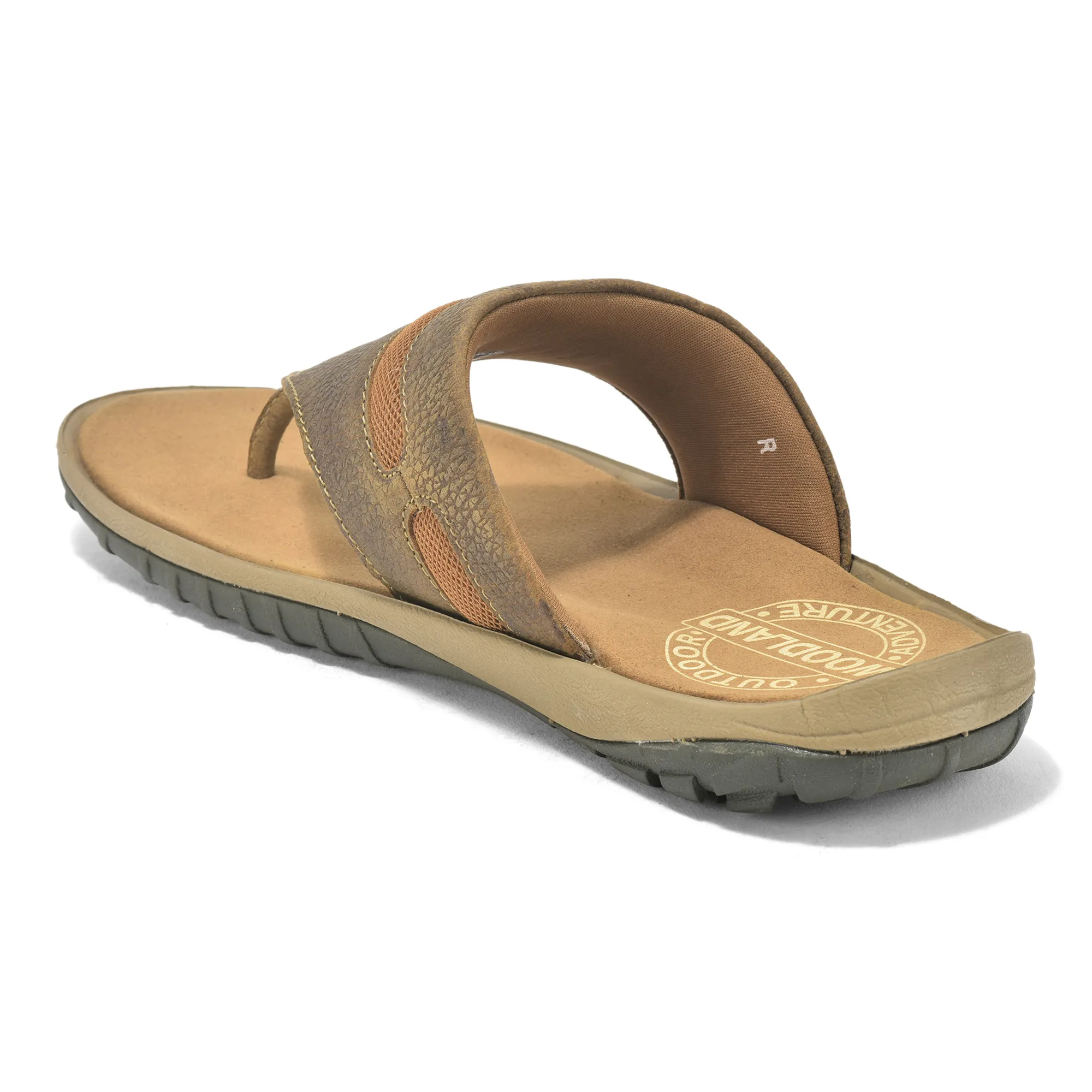 Woodland Nubuck Camel Slipper For Men - Thumbnail 6