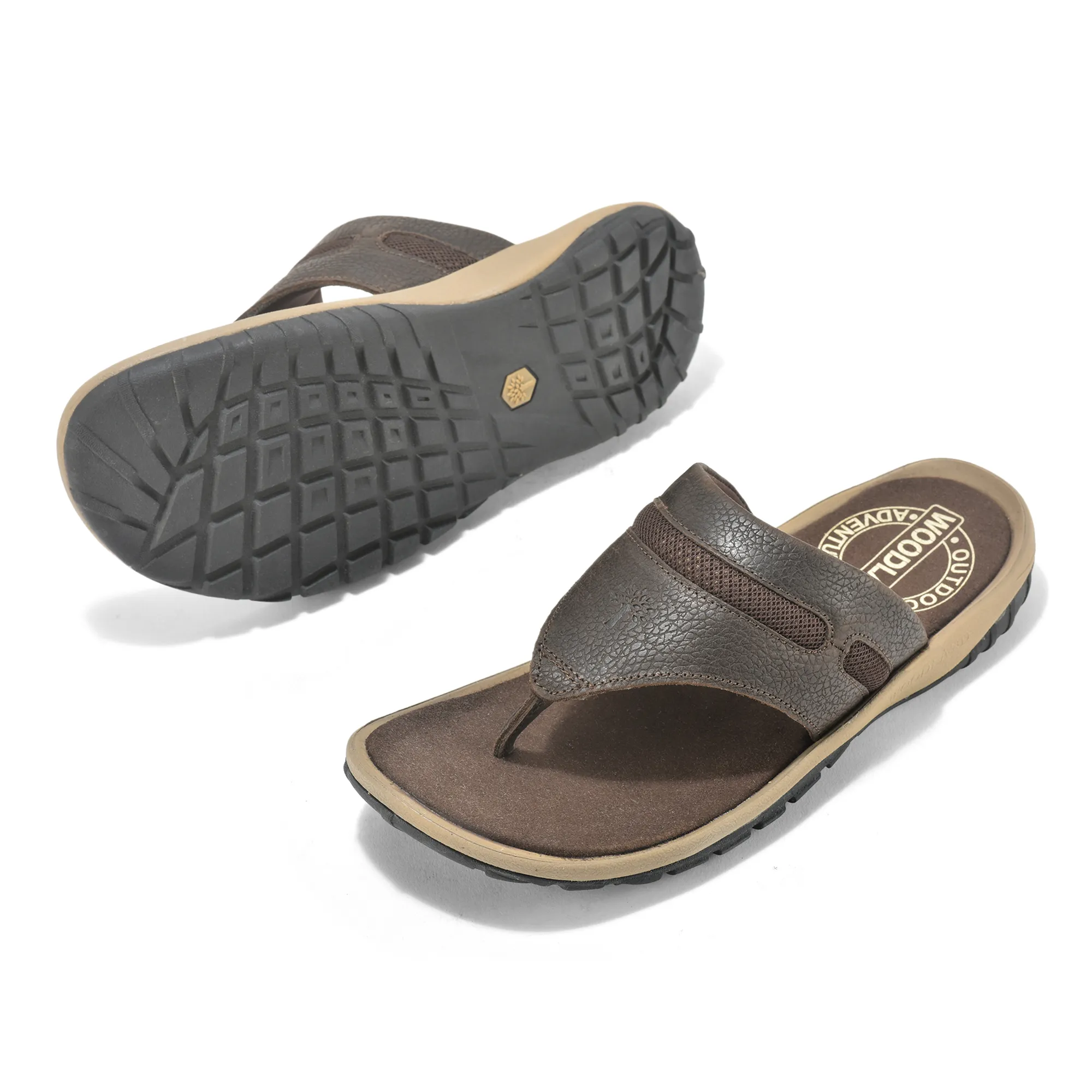 Woodland Nubuck Dark Brown Slipper For Men - Thumbnail 5