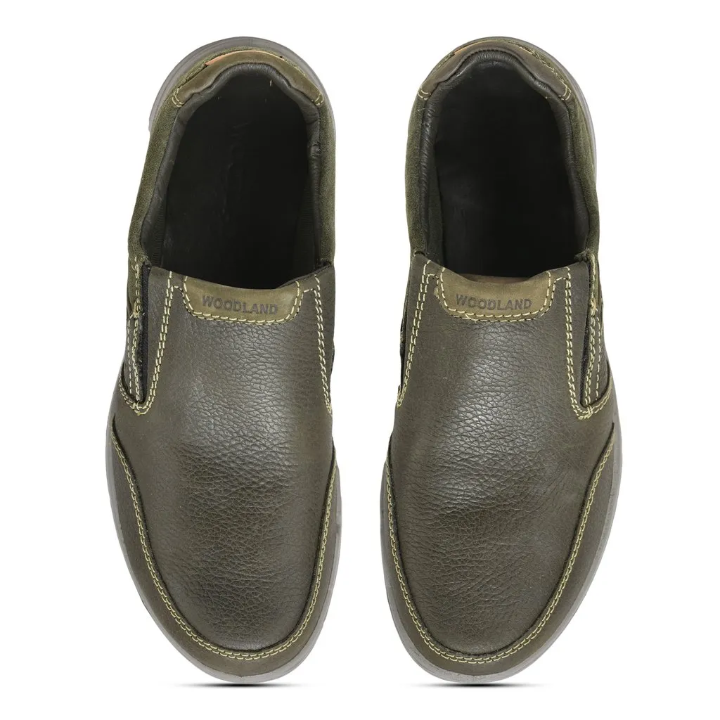 Olive Green slip-on shoe for men - Thumbnail 3