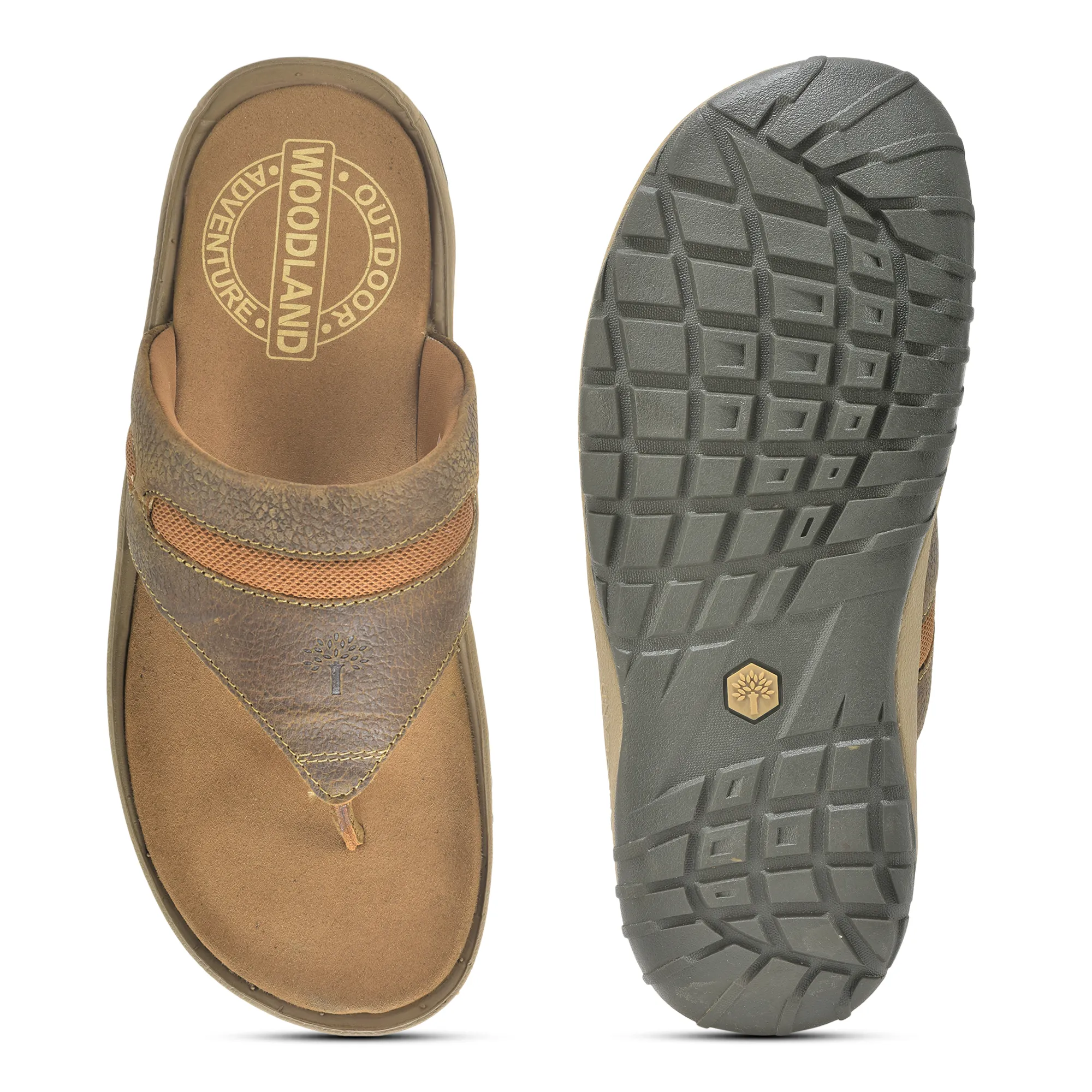 Woodland Nubuck Camel Slipper For Men - Thumbnail 8