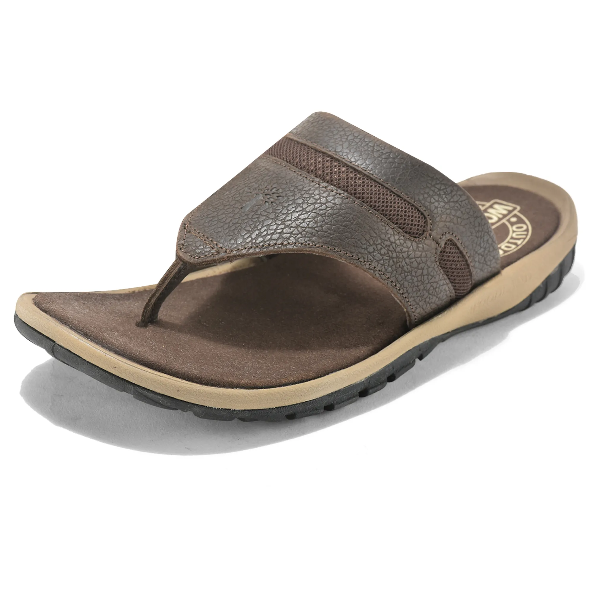 Woodland Nubuck Dark Brown Slipper For Men - Thumbnail 3