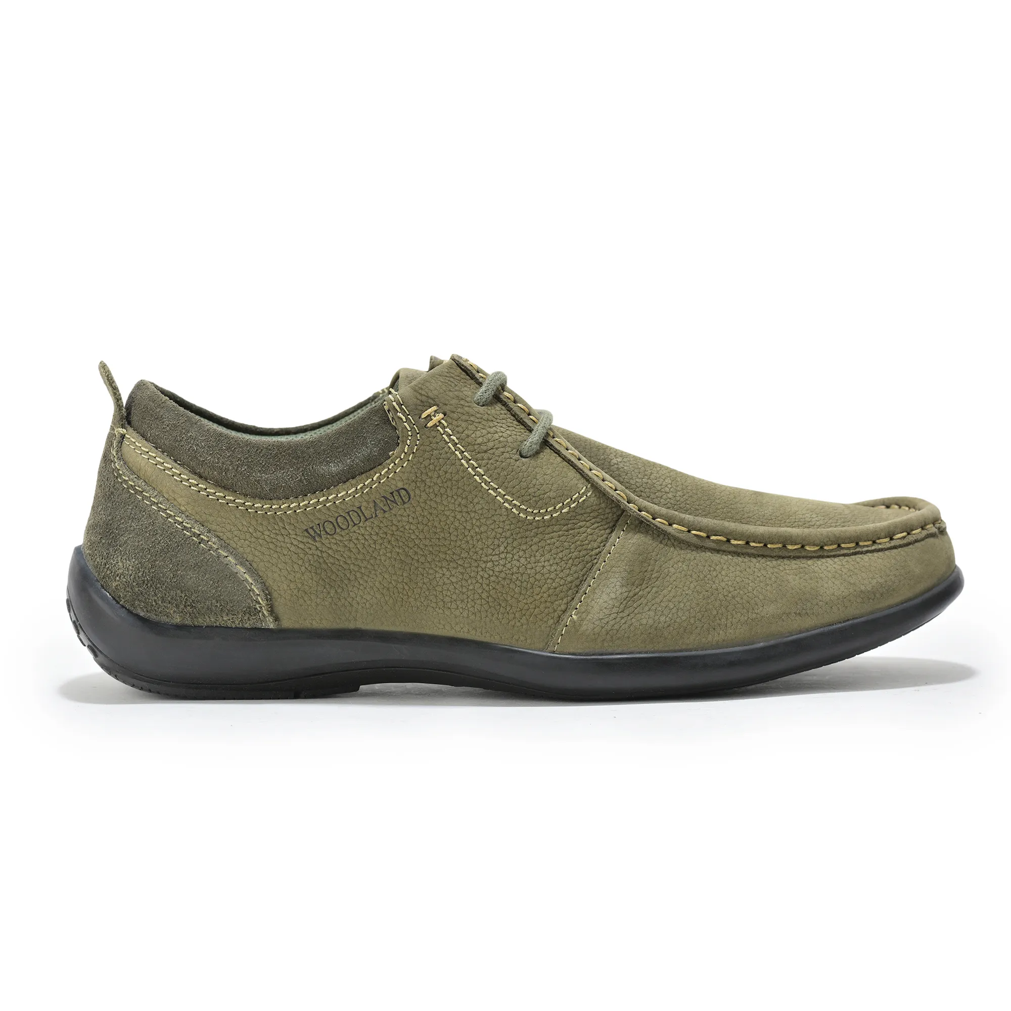 Casual Olive Green lace-up shoes for men - Thumbnail 2