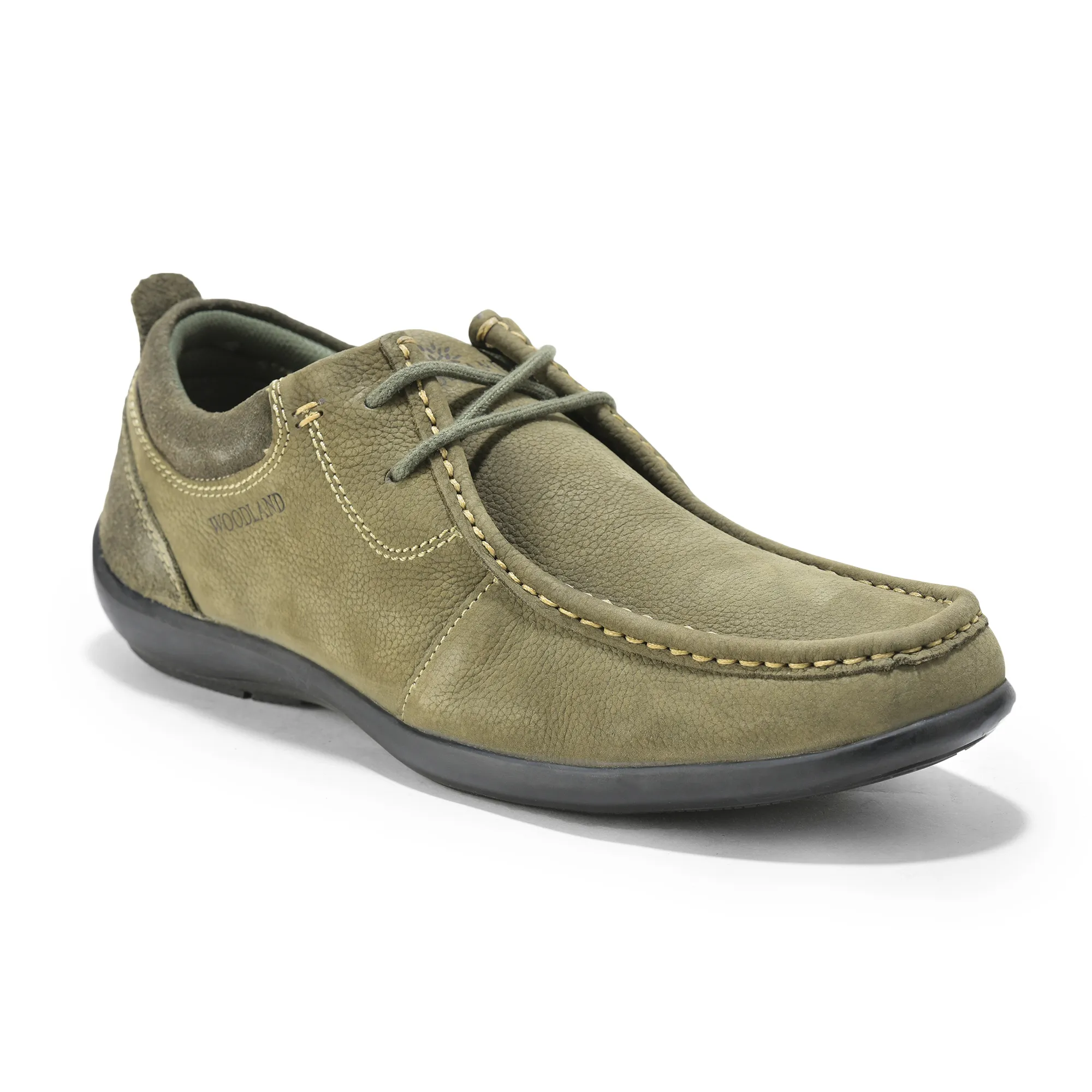 Casual Olive Green lace-up shoes for men - Thumbnail 3