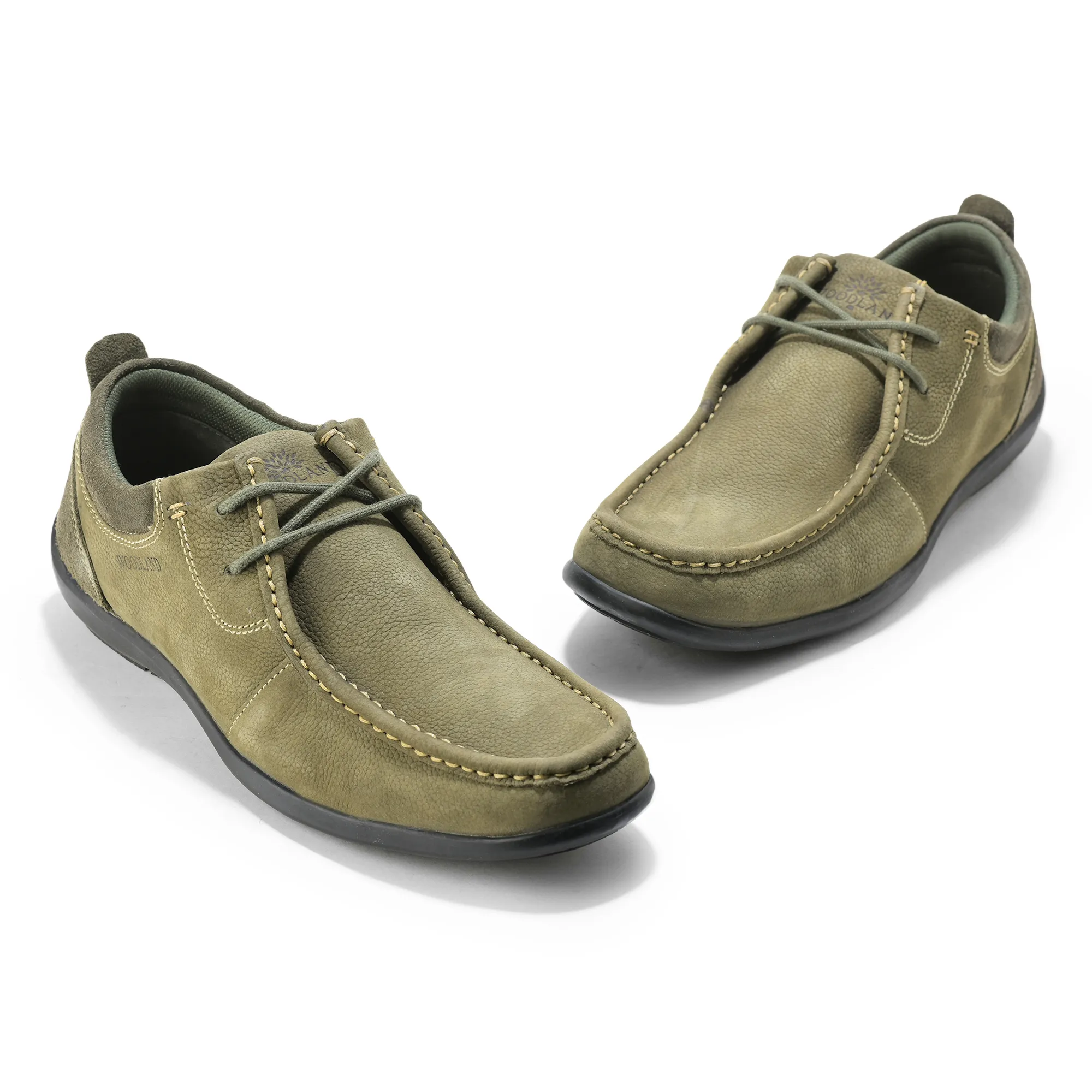 Casual Olive Green lace-up shoes for men - Thumbnail 4
