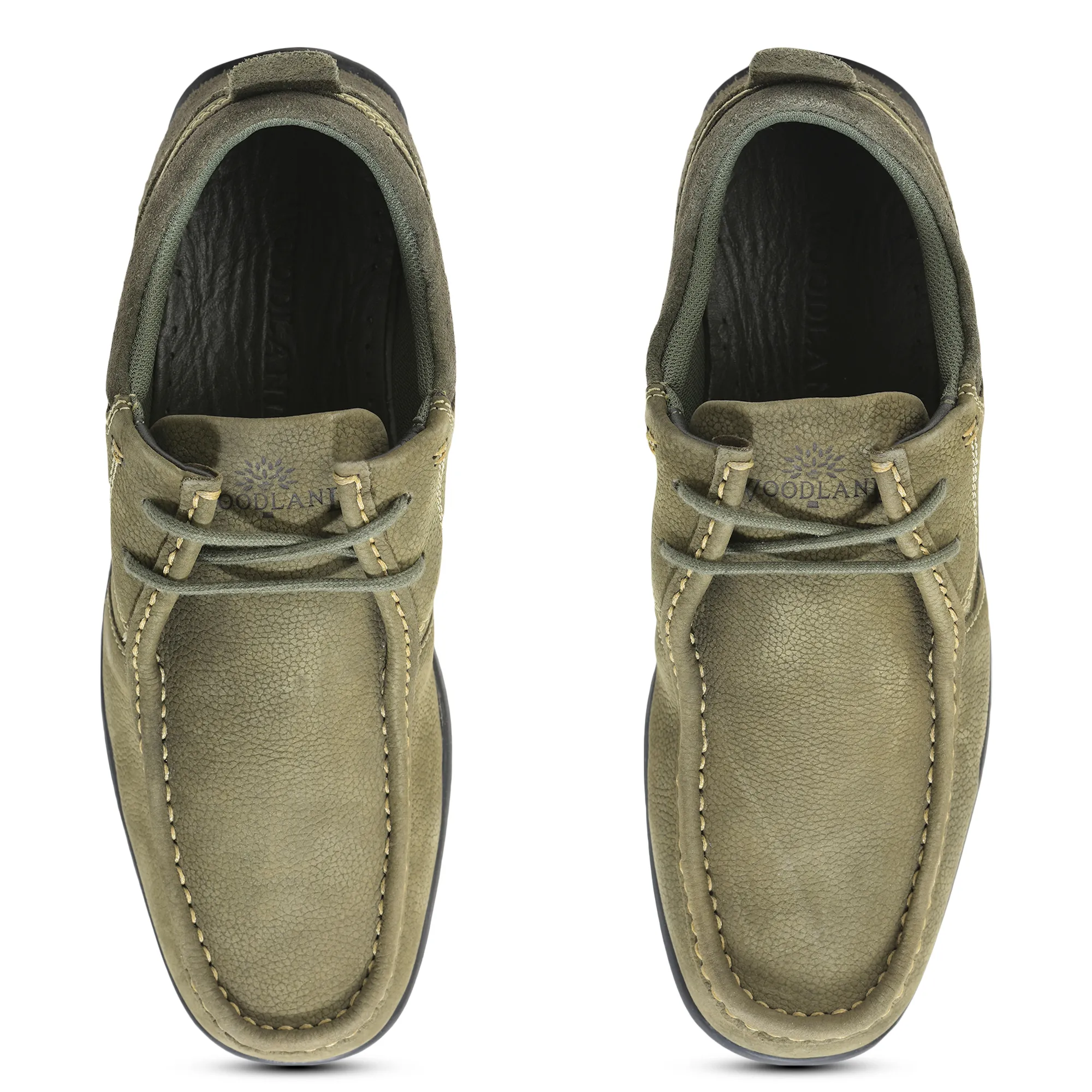 Casual Olive Green lace-up shoes for men - Thumbnail 5