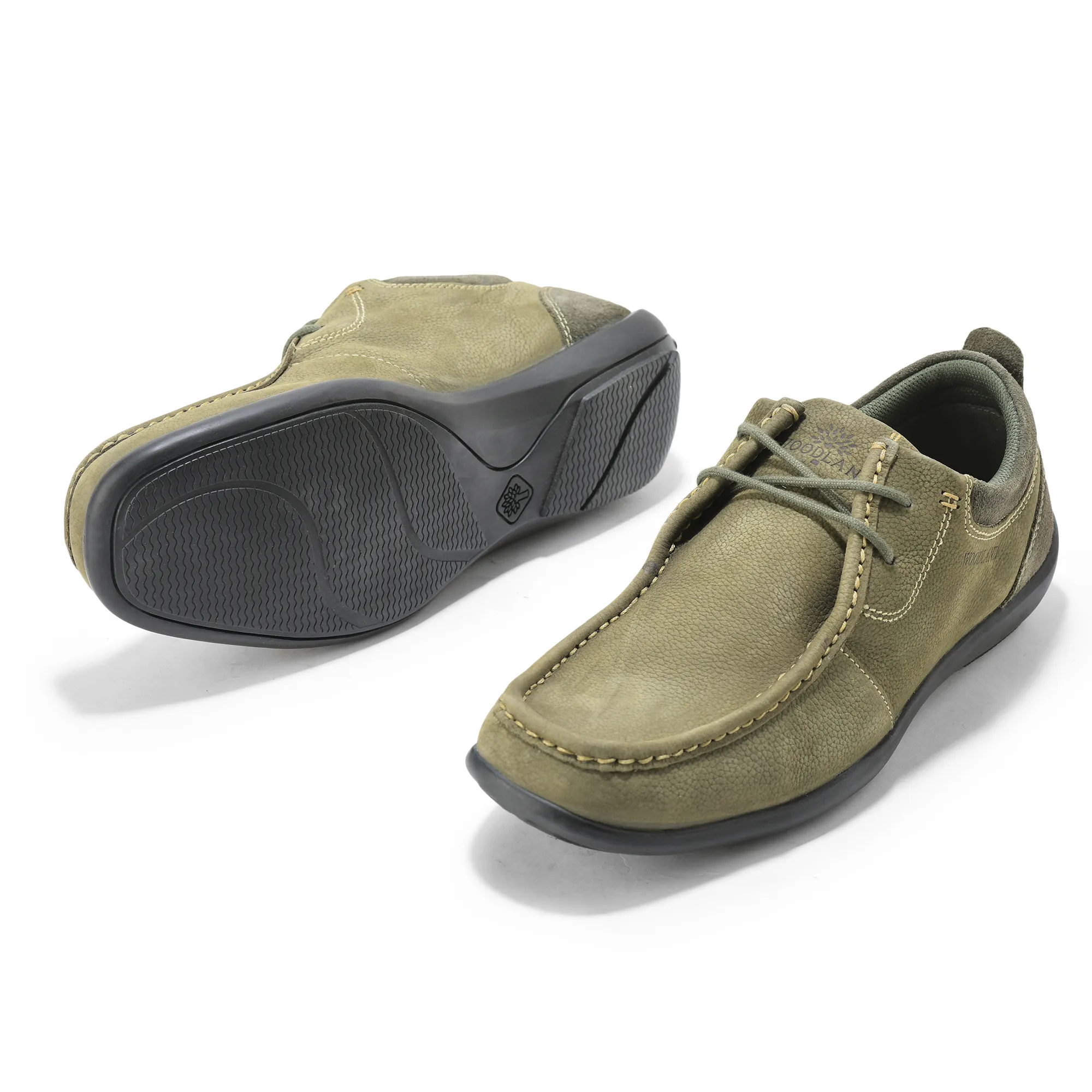 Casual Olive Green lace-up shoes for men - Thumbnail 6