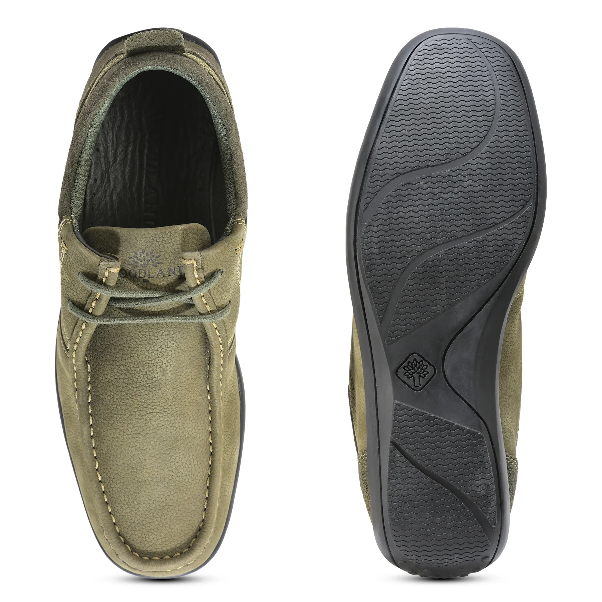 Casual Olive Green lace-up shoes for men - Thumbnail 9
