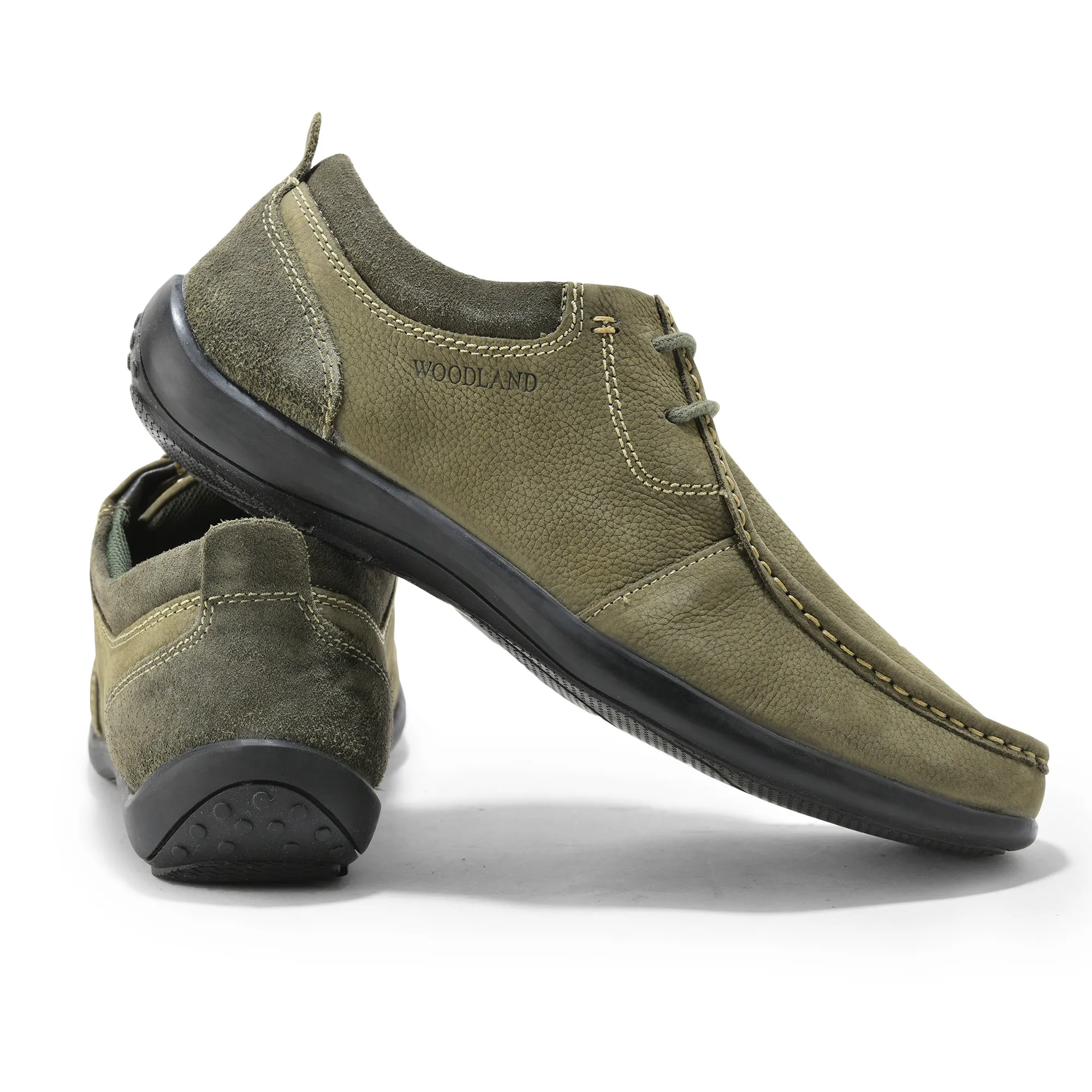 Casual Olive Green lace-up shoes for men - Thumbnail 10