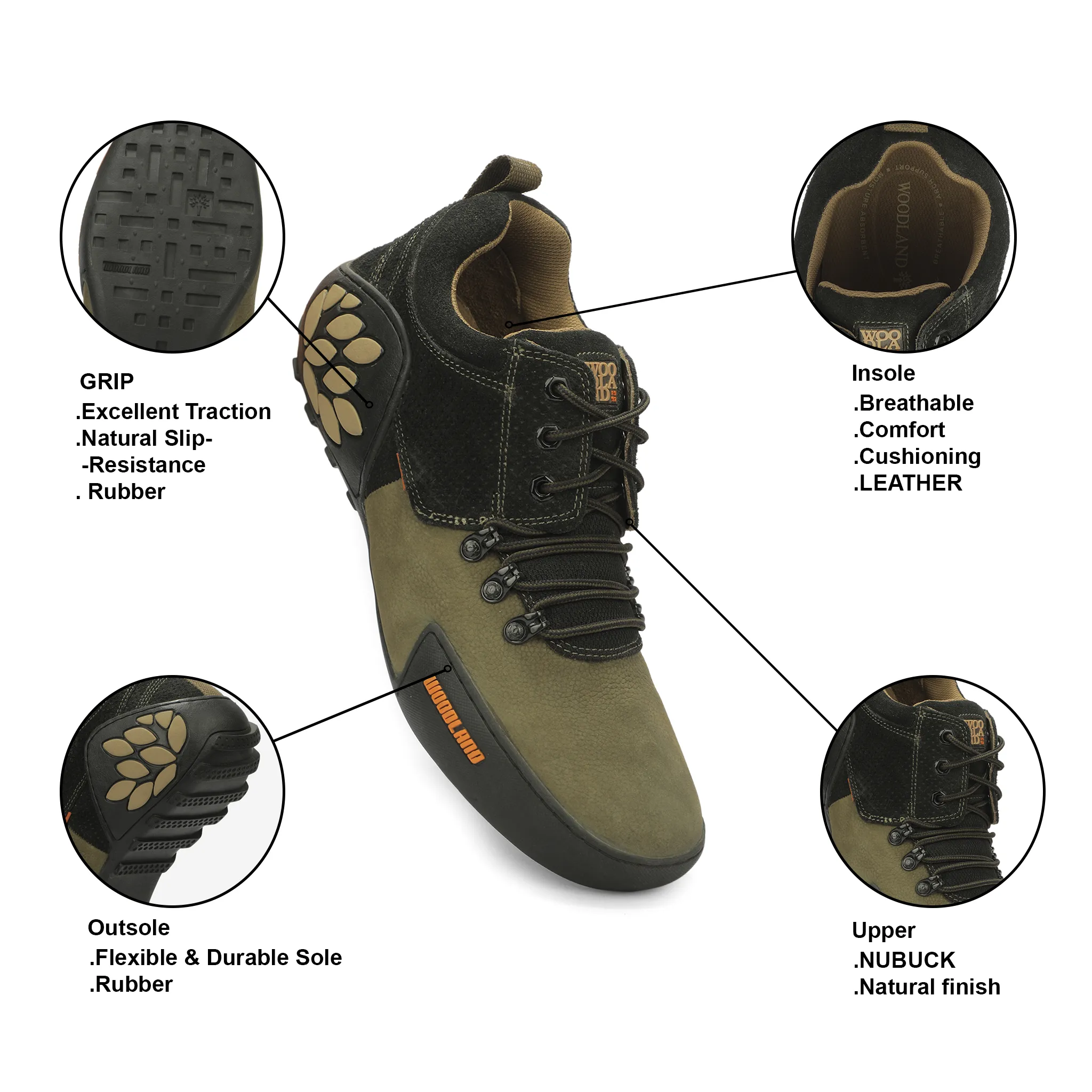 Woodland Olive Green casual shoes for men 5