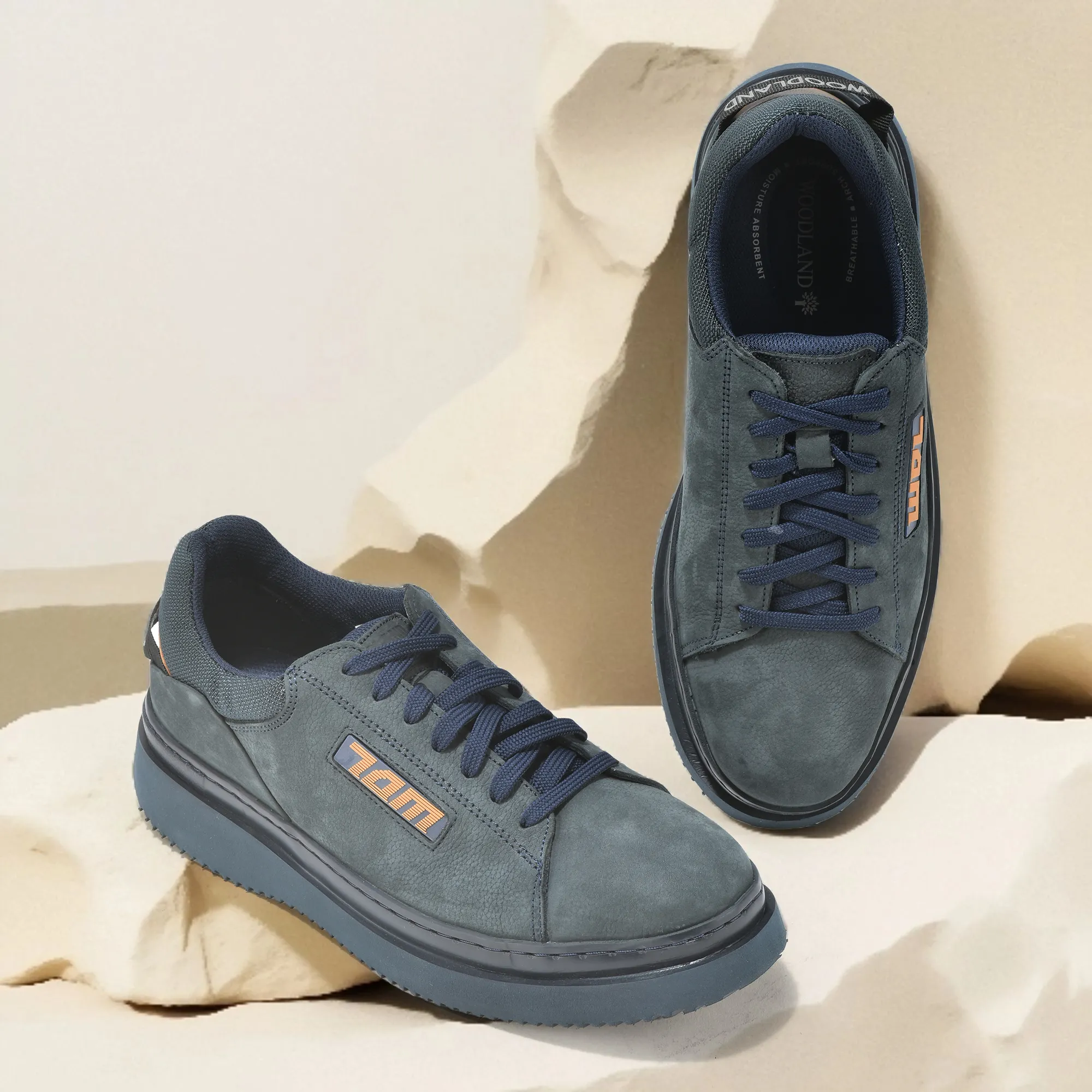 Woodland Navy Casual Lace Up Shoes For Men - Thumbnail 9