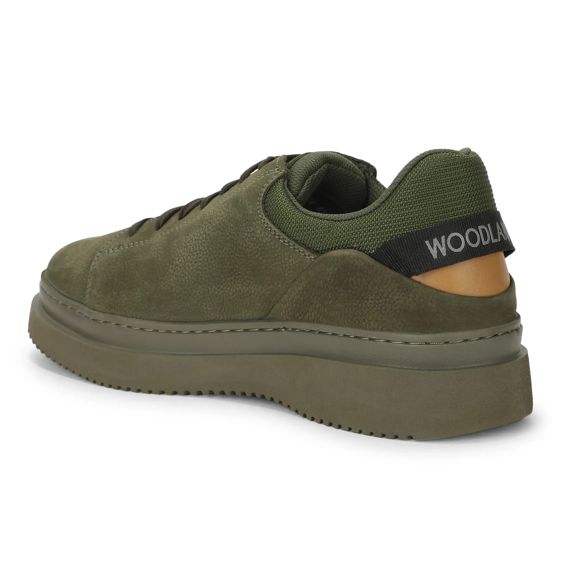 Woodland Olive Green Casual Lace Up Shoes For Men - Thumbnail 7