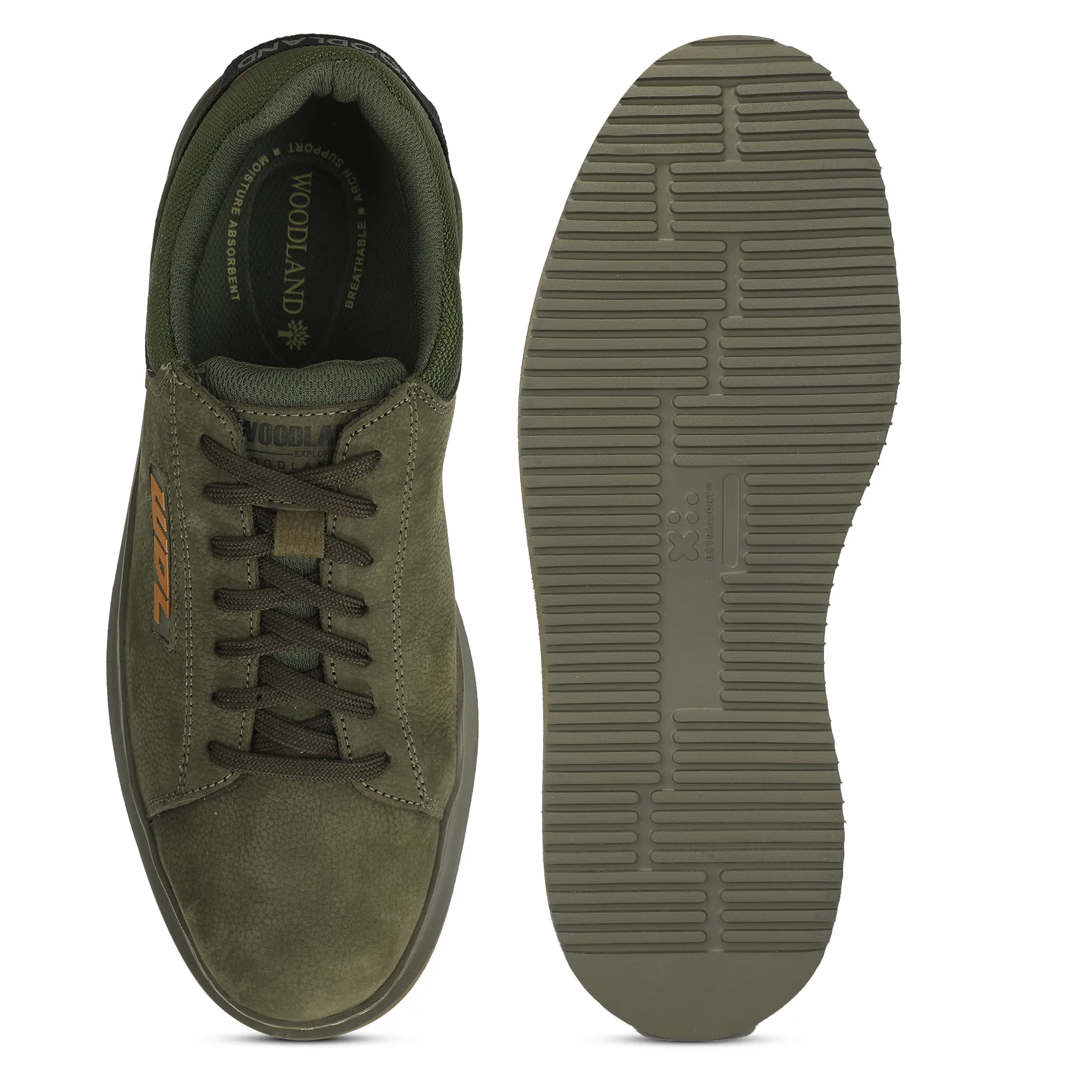 Woodland Olive Green Casual Lace Up Shoes For Men - Thumbnail 9