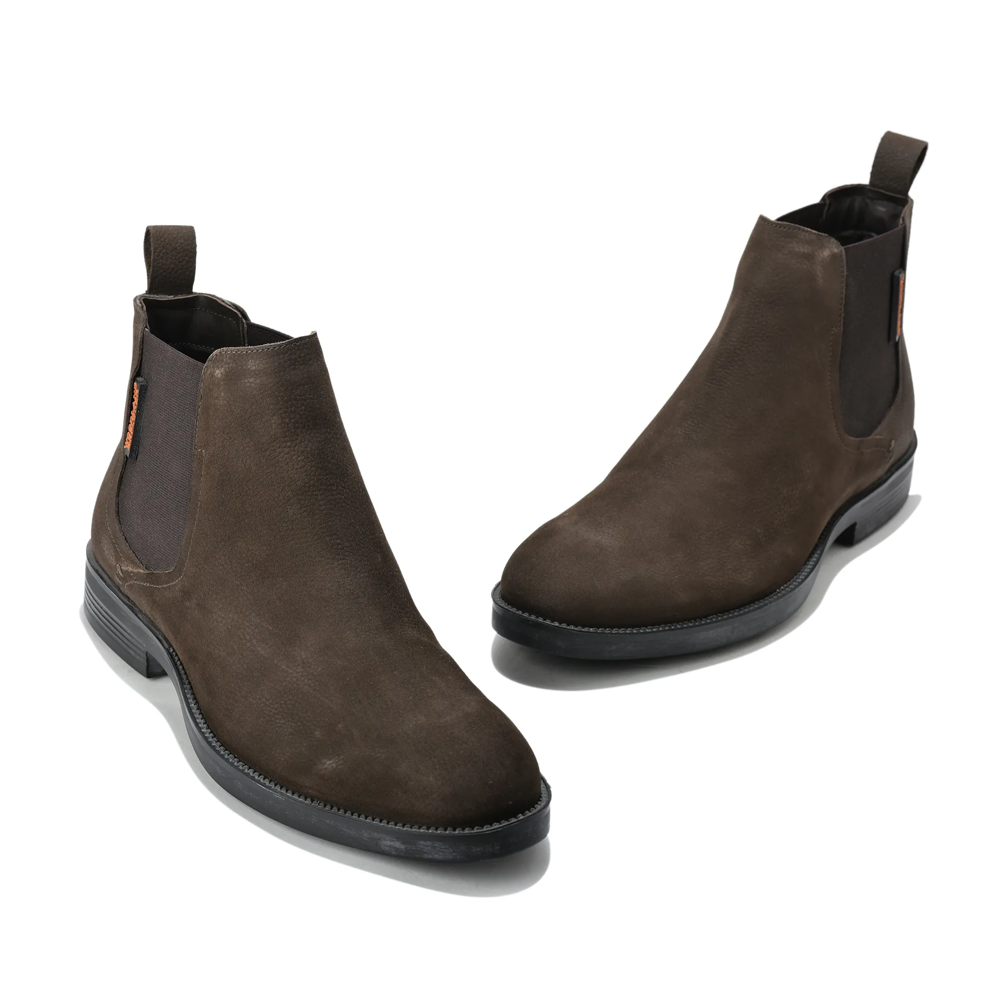 Woodland Men Brown Nubuck Leather Chelsea Boots - Thumbnail 4