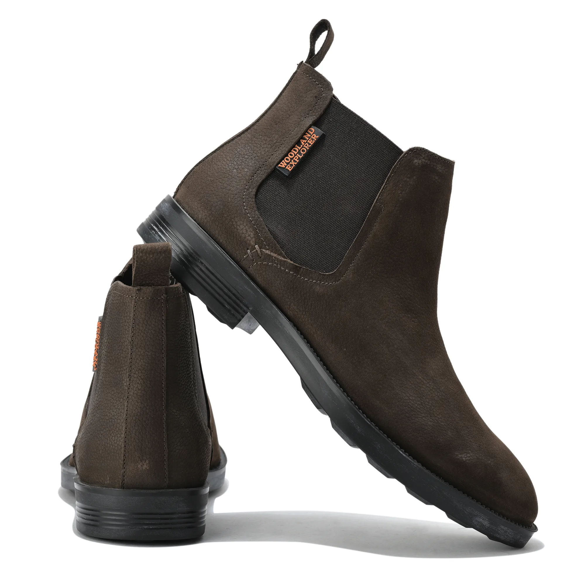 Woodland Men Brown Nubuck Leather Chelsea Boots - Thumbnail 10
