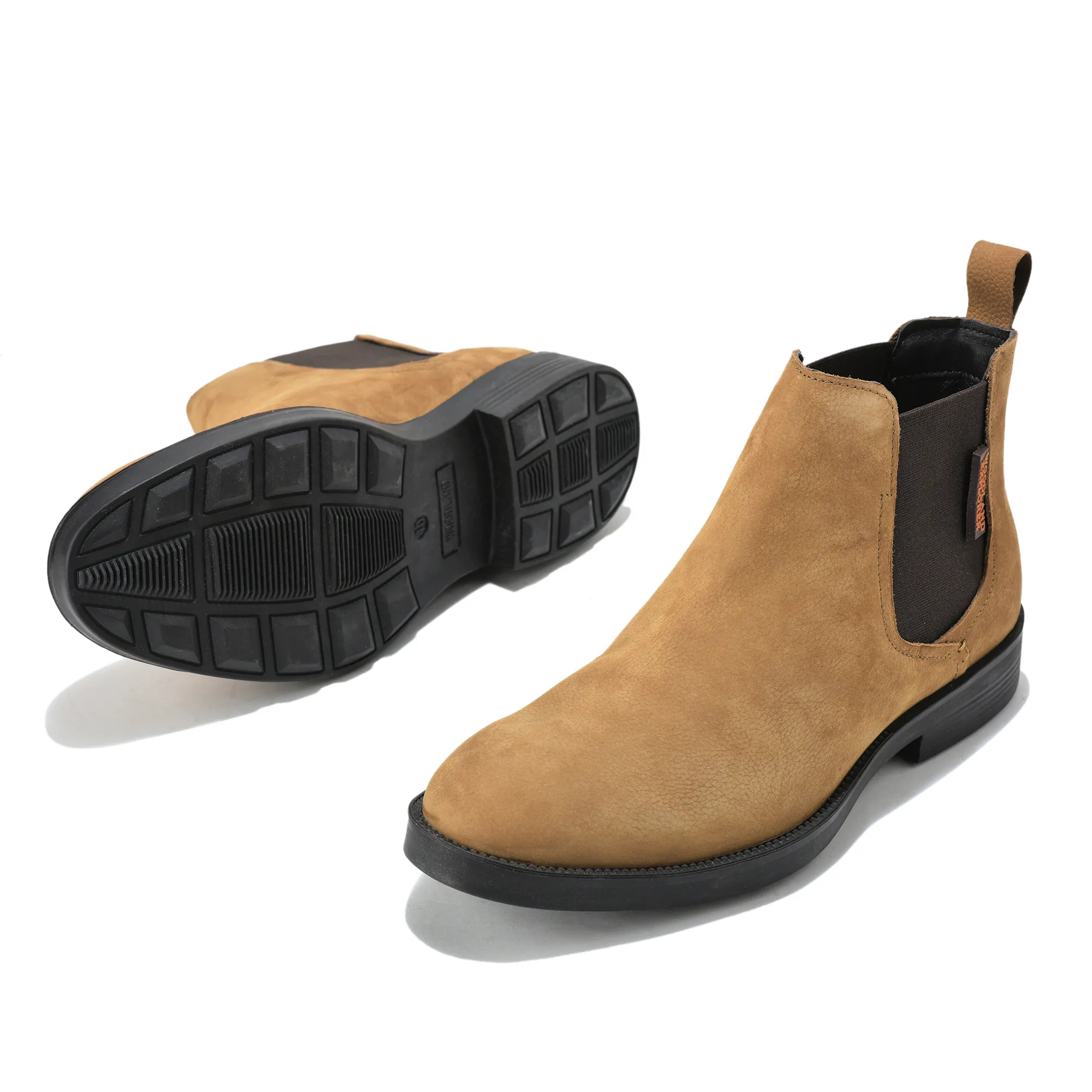 Woodland Men Camel Nubuck Leather Chelsea Boots - Thumbnail 6