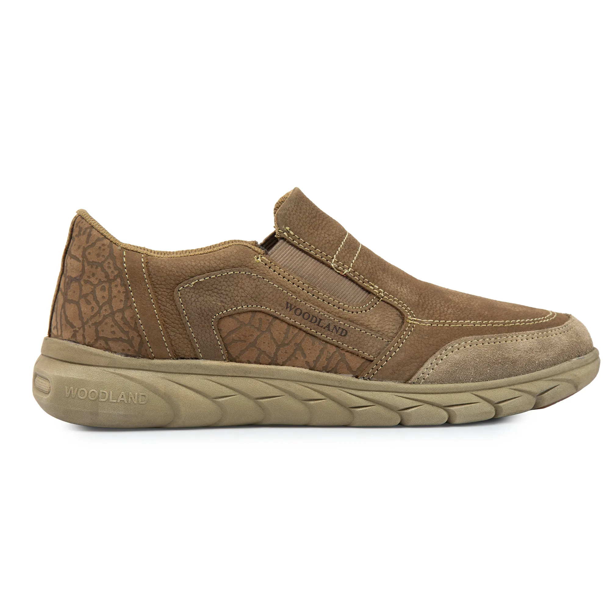 Woodland Men's Dubai Khaki Nubuk Slip On Casual Shoes - Thumbnail 2